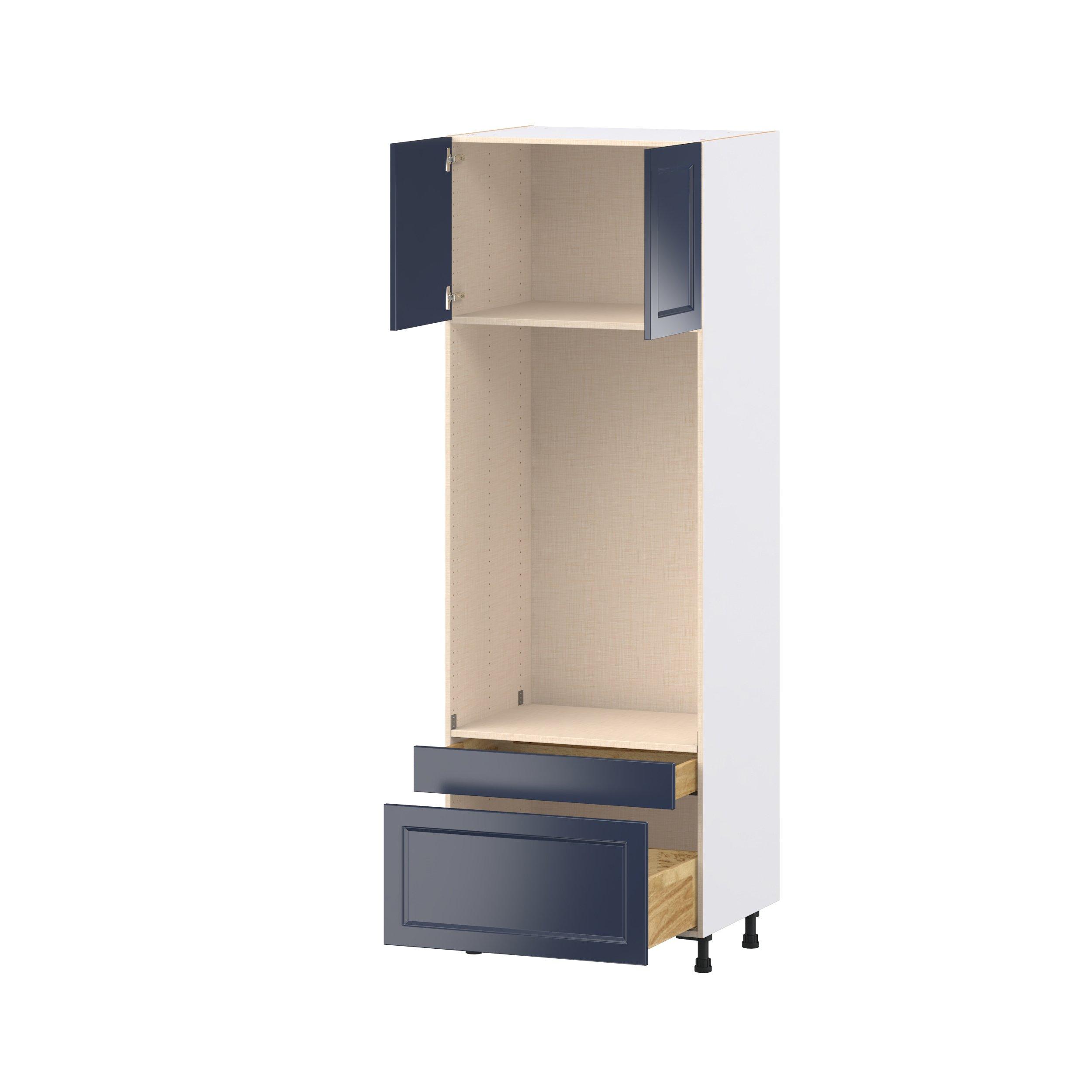 Peachtree 30 in. Painted Midnight Blue Door and Drawer Microwave/Oven Pantry Cabinet