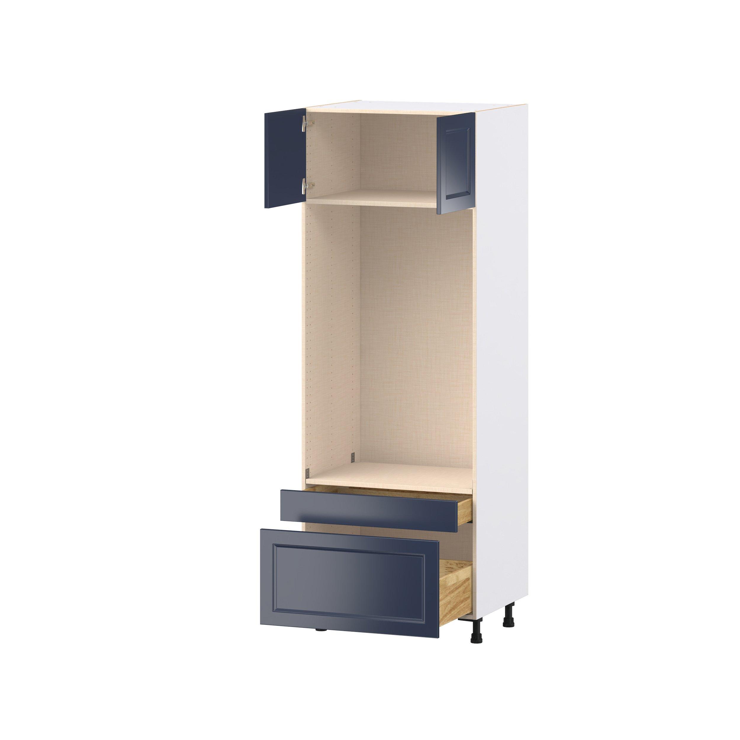 Peachtree 30 in. Painted Midnight Blue Door and Drawer Microwave/Oven Pantry Cabinet