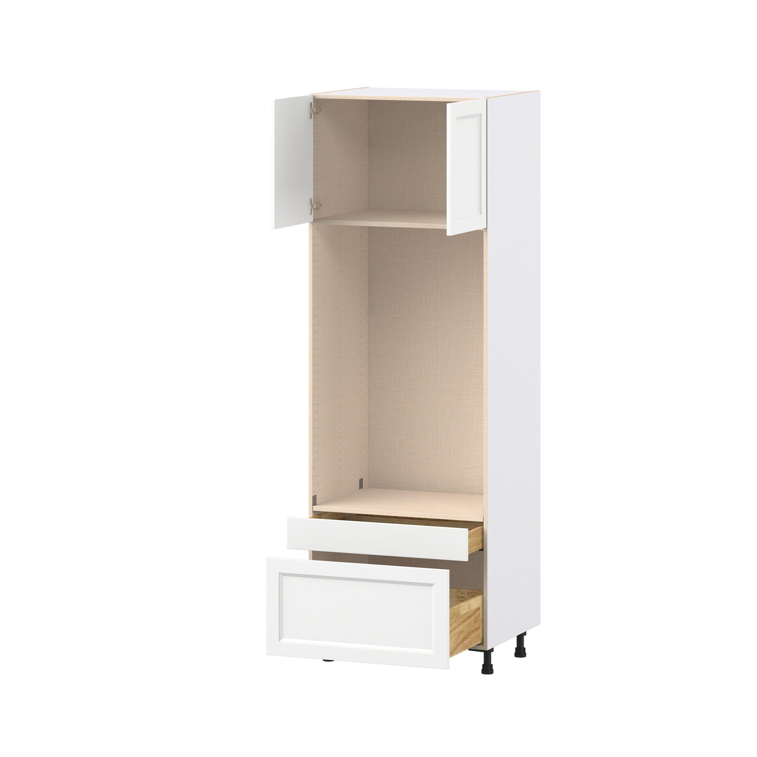 Peachtree 30 in. Painted Bright White Door and Drawer Microwave/Oven Pantry Cabinet