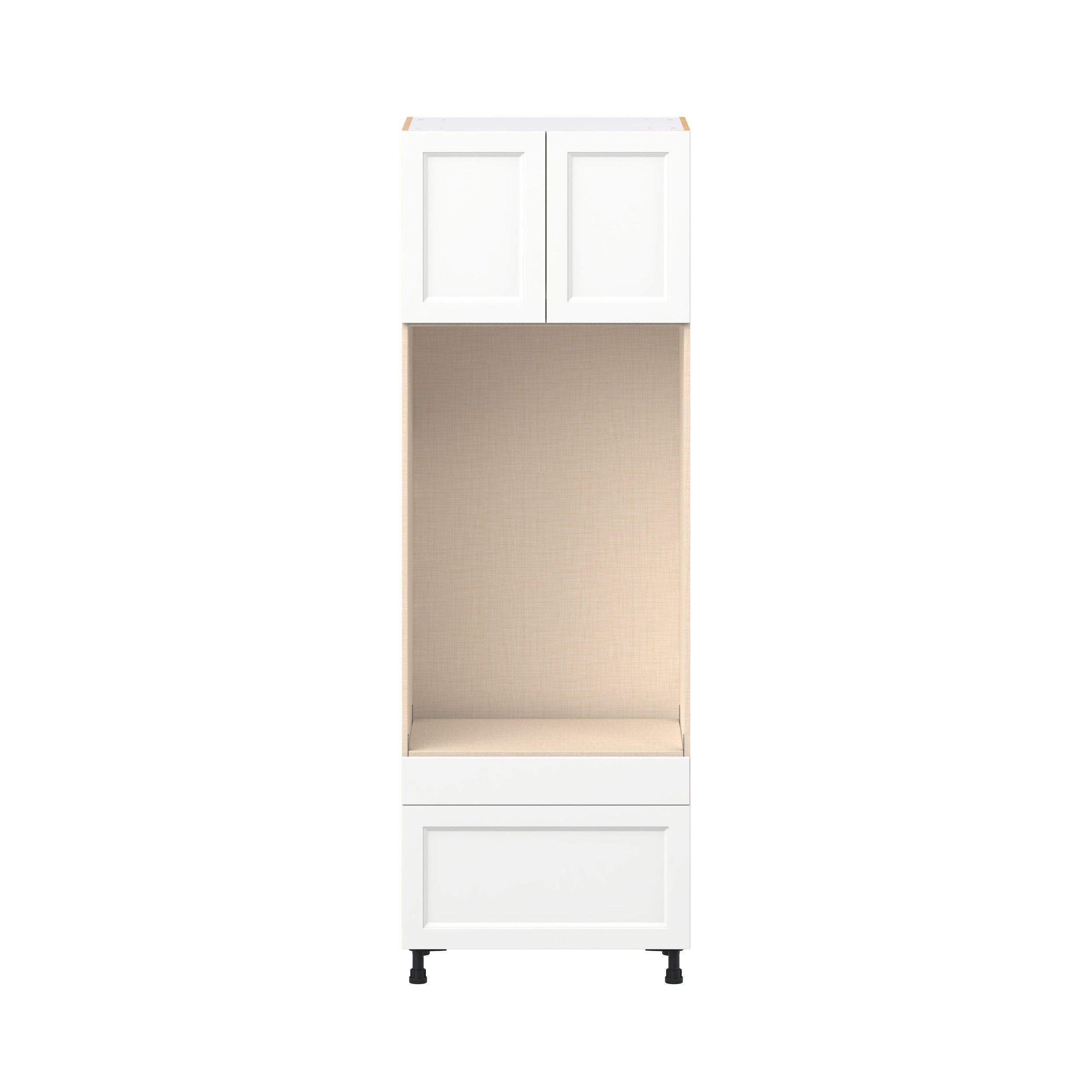 Peachtree 30 in. Painted Bright White Door and Drawer Microwave/Oven Pantry Cabinet