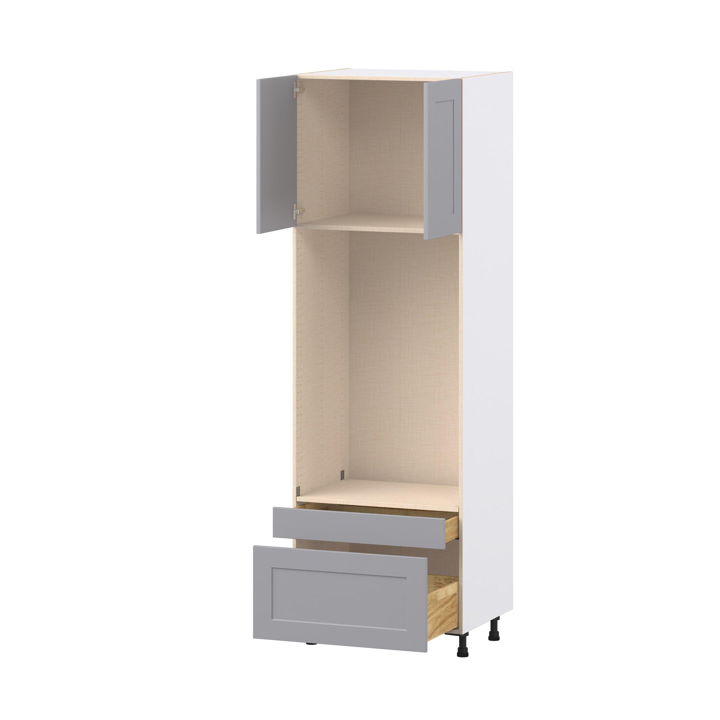 Candler 30 in. Painted Slate Gray Door and Drawer Microwave/Oven Pantry Cabinet