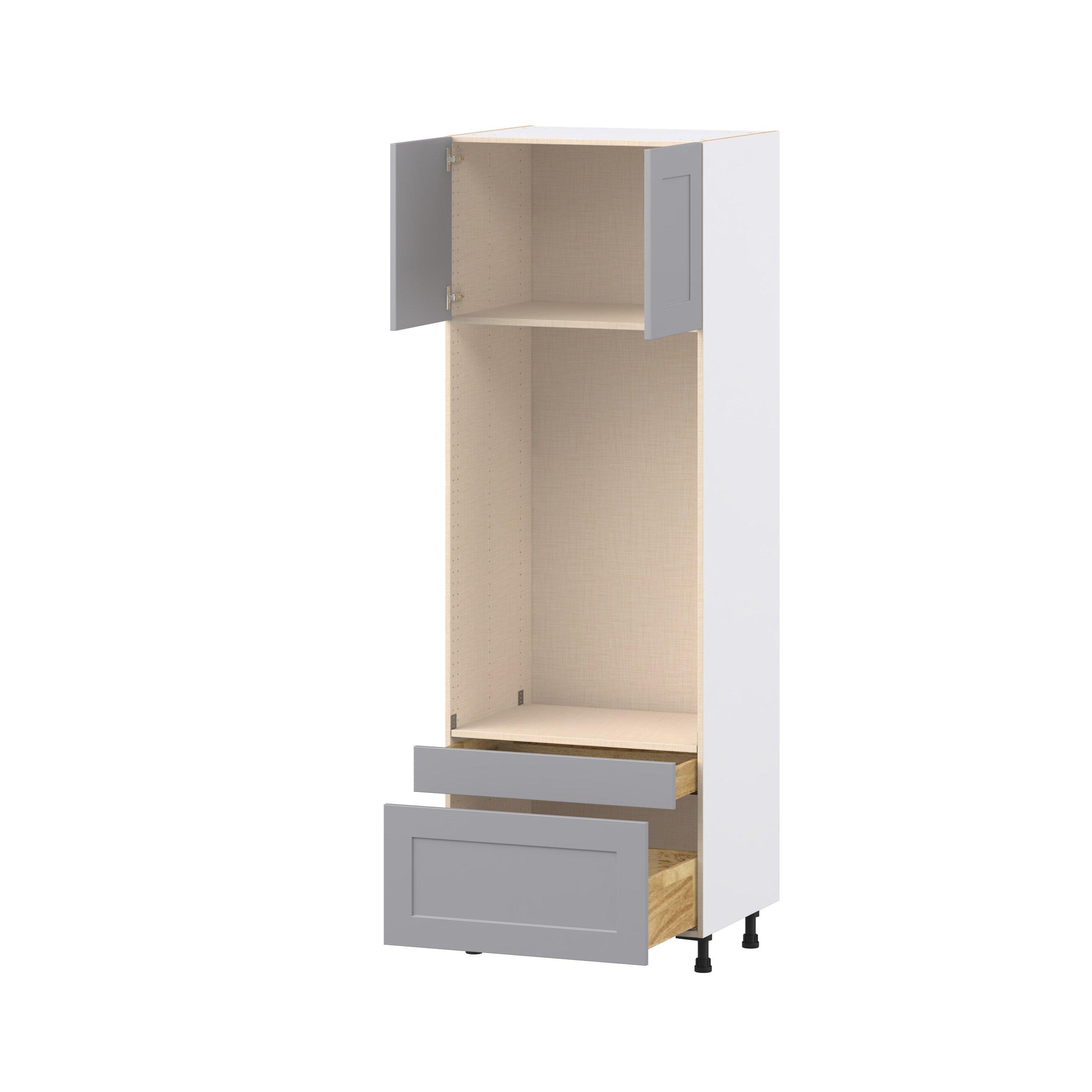 Candler 30 in. Painted Slate Gray Door and Drawer Microwave/Oven Pantry Cabinet