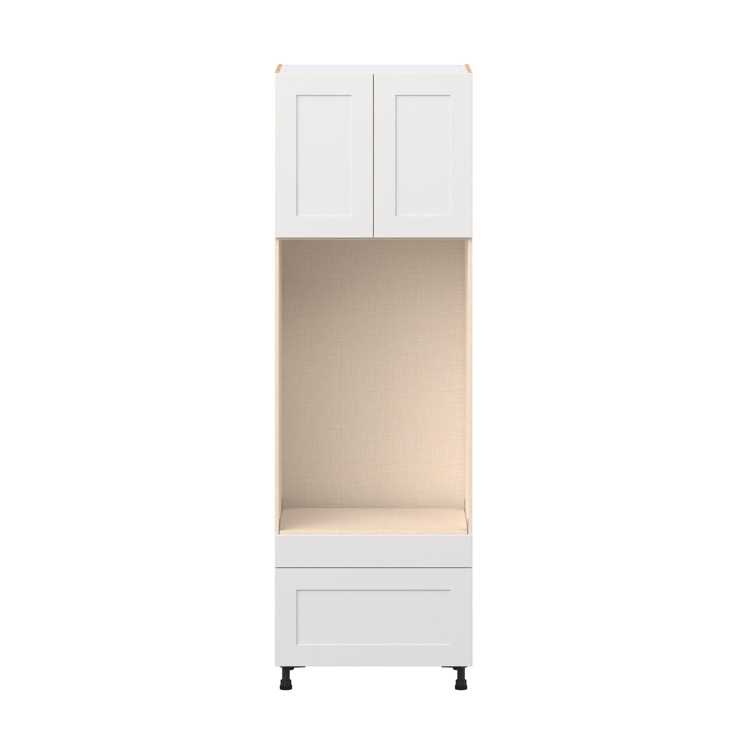 Candler 30 in. Painted Warm White Door and Drawer Microwave/Oven Pantry Cabinet