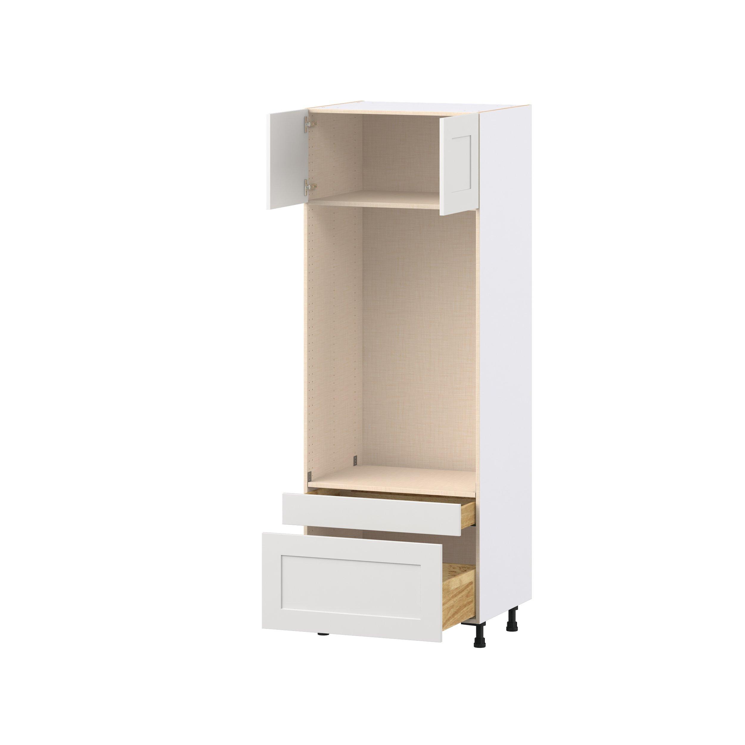 Candler 30 in. Painted Warm White Door and Drawer Microwave/Oven Pantry Cabinet