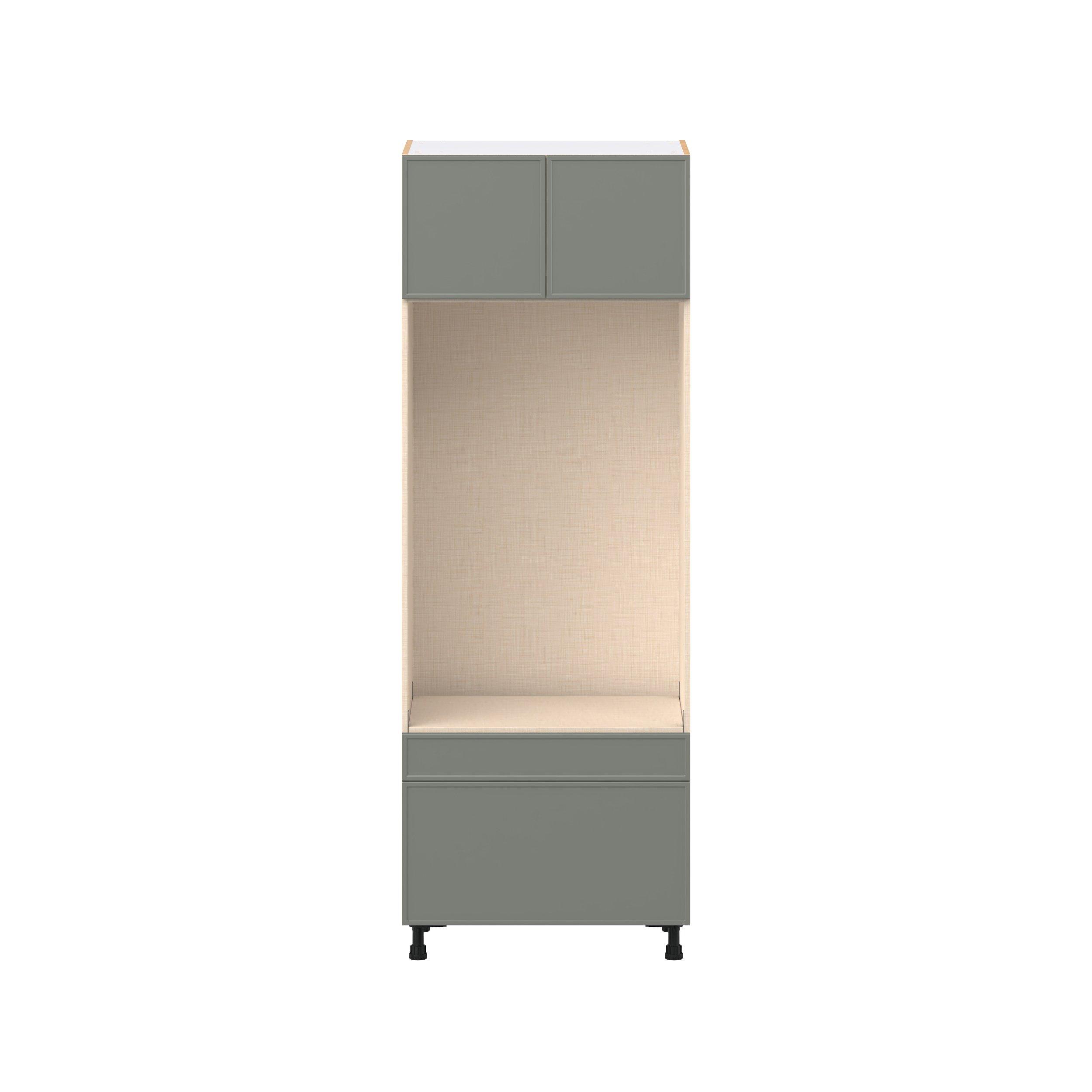 Linden 30 in. Painted Moss Green Door and Drawer Microwave/Oven Pantry Cabinet