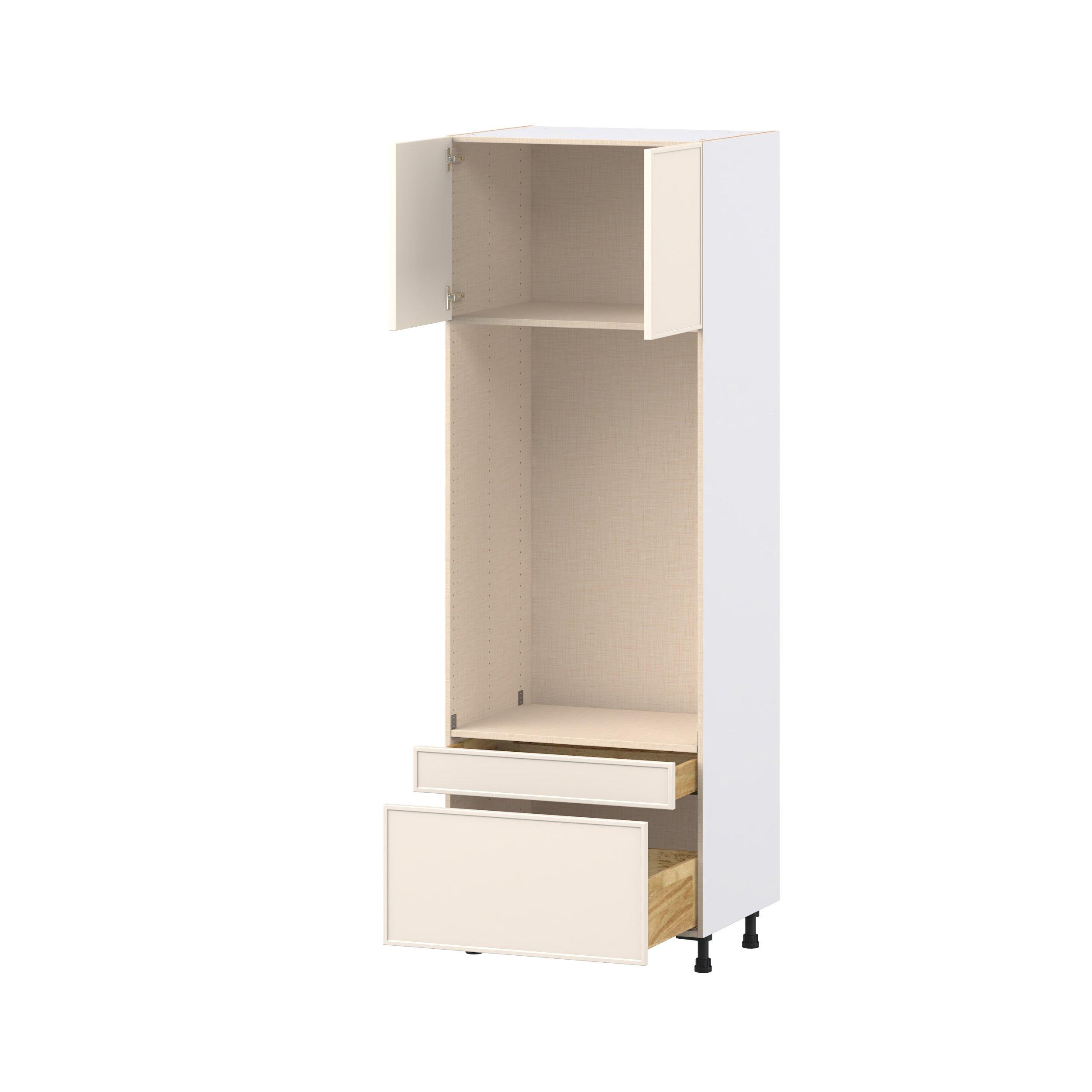 Linden 30 in. Painted Washed Linen Door and Drawer Microwave/Oven Pantry Cabinet