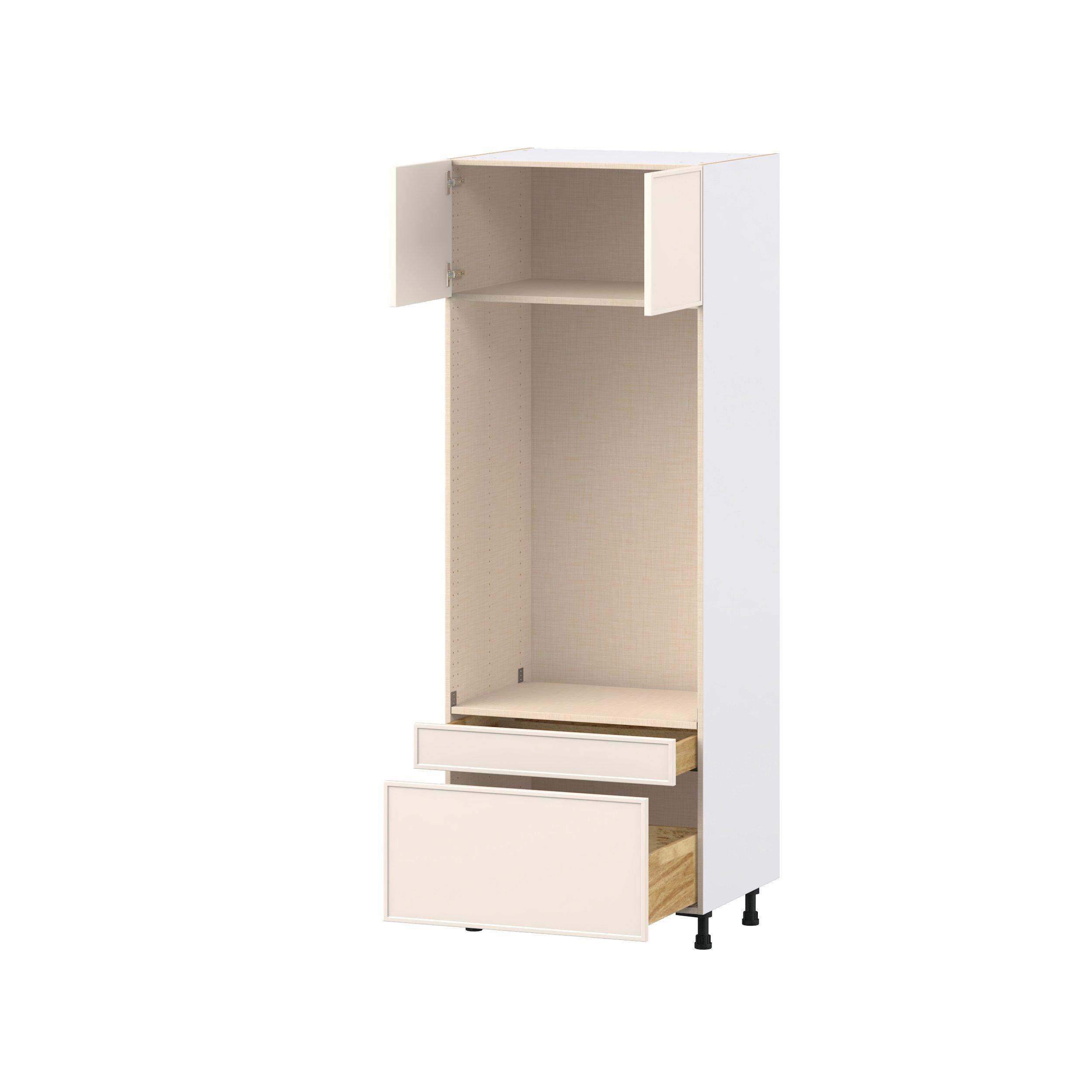 Linden 30 in. Painted Washed Linen Door and Drawer Microwave/Oven Pantry Cabinet