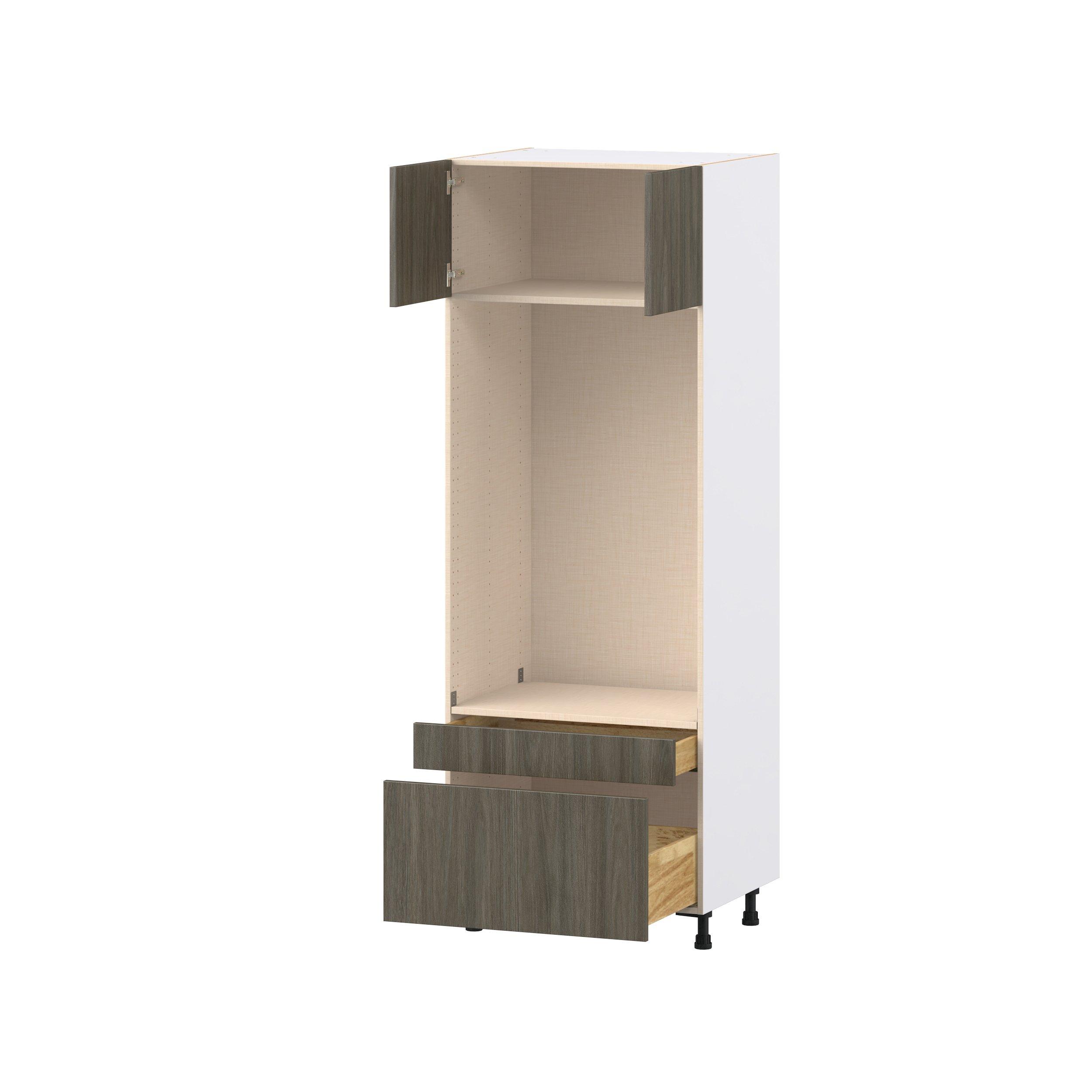 Glenwood 30 in. Burnt Walnut Door and Drawer Microwave/Oven Pantry Cabinet