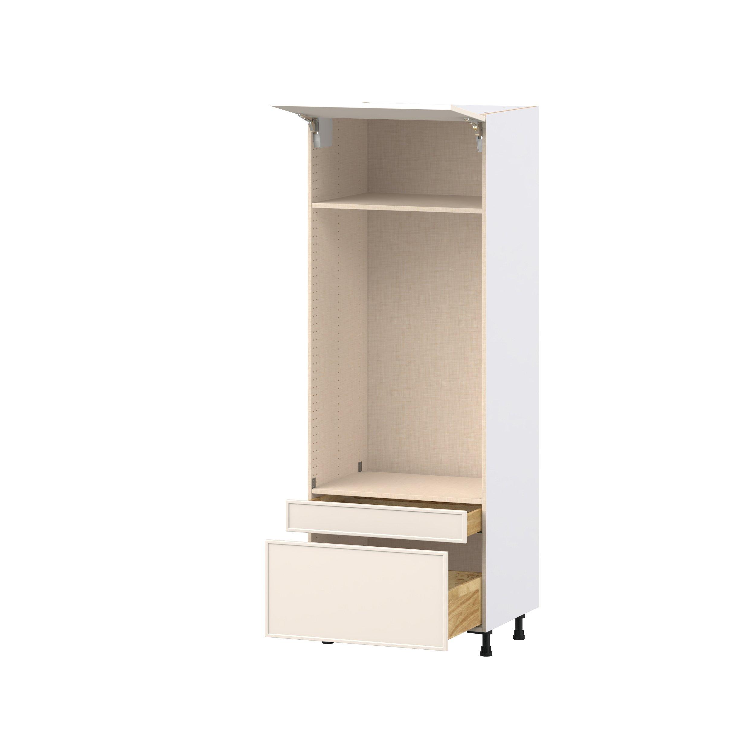 Linden 30 in. Painted Washed Linen Lift Up Door and Drawer Microwave/Oven Pantry Cabinet