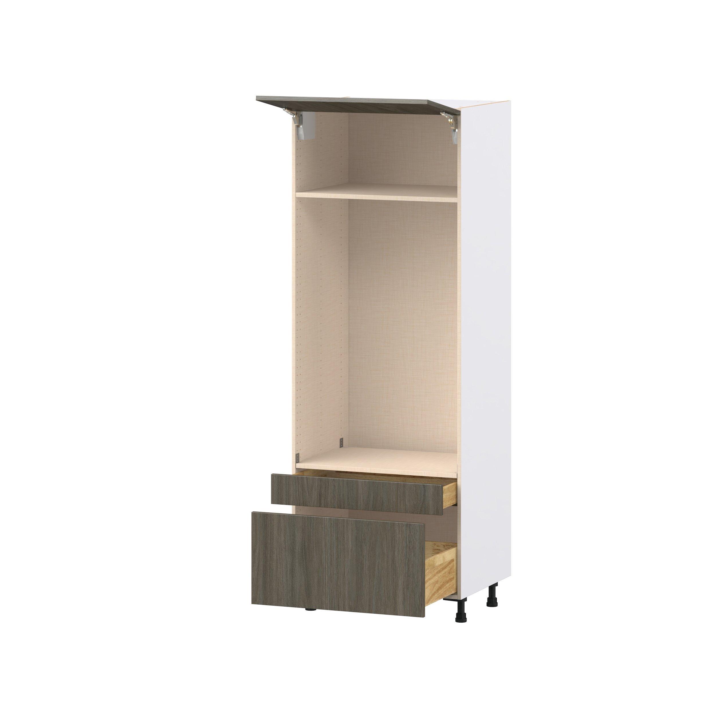 Glenwood 30 in. Burnt Walnut Lift Up Door and Drawer Microwave/Oven Pantry Cabinet