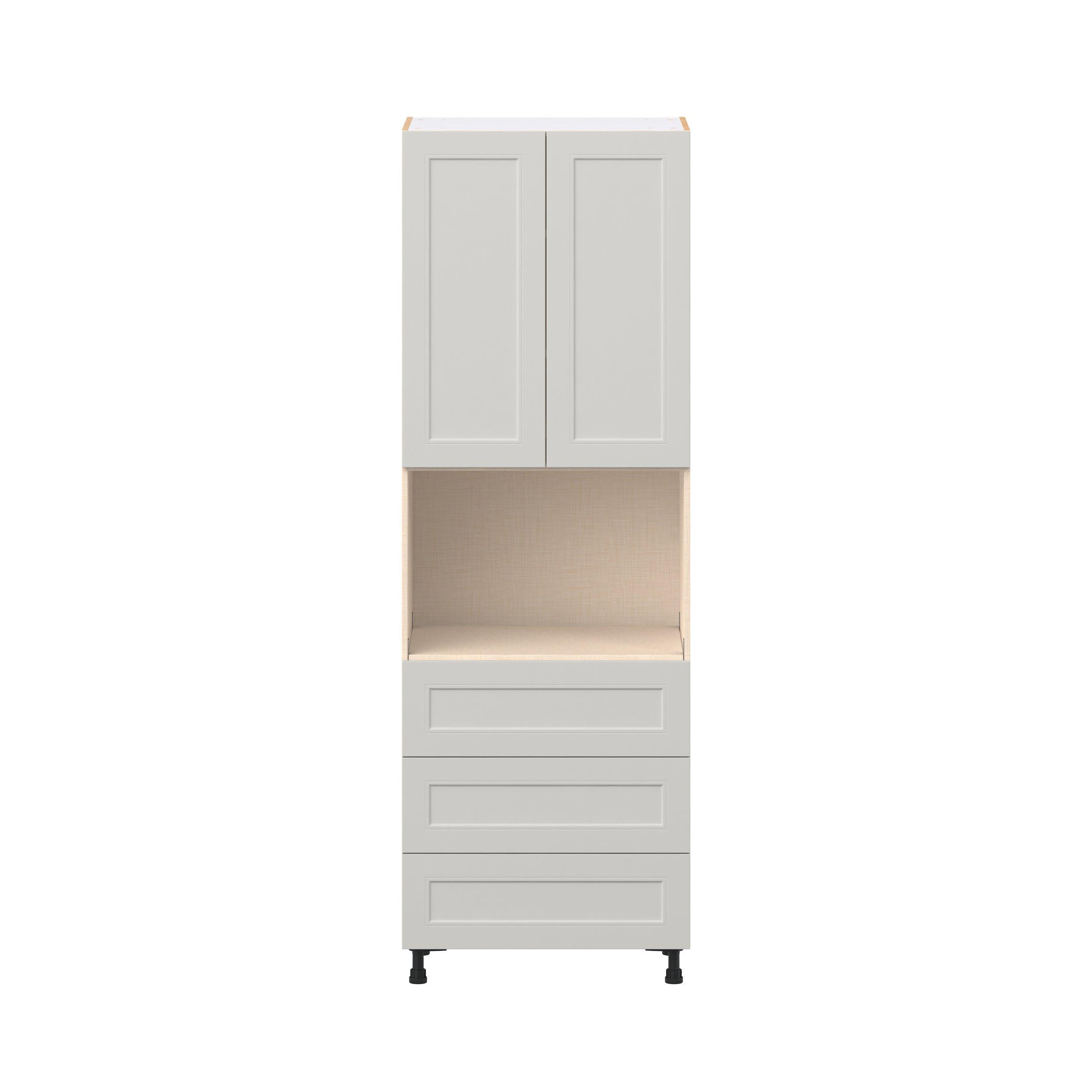 Lenox 30 in. Painted Light Gray Door and Drawer Microwave Pantry Cabinet