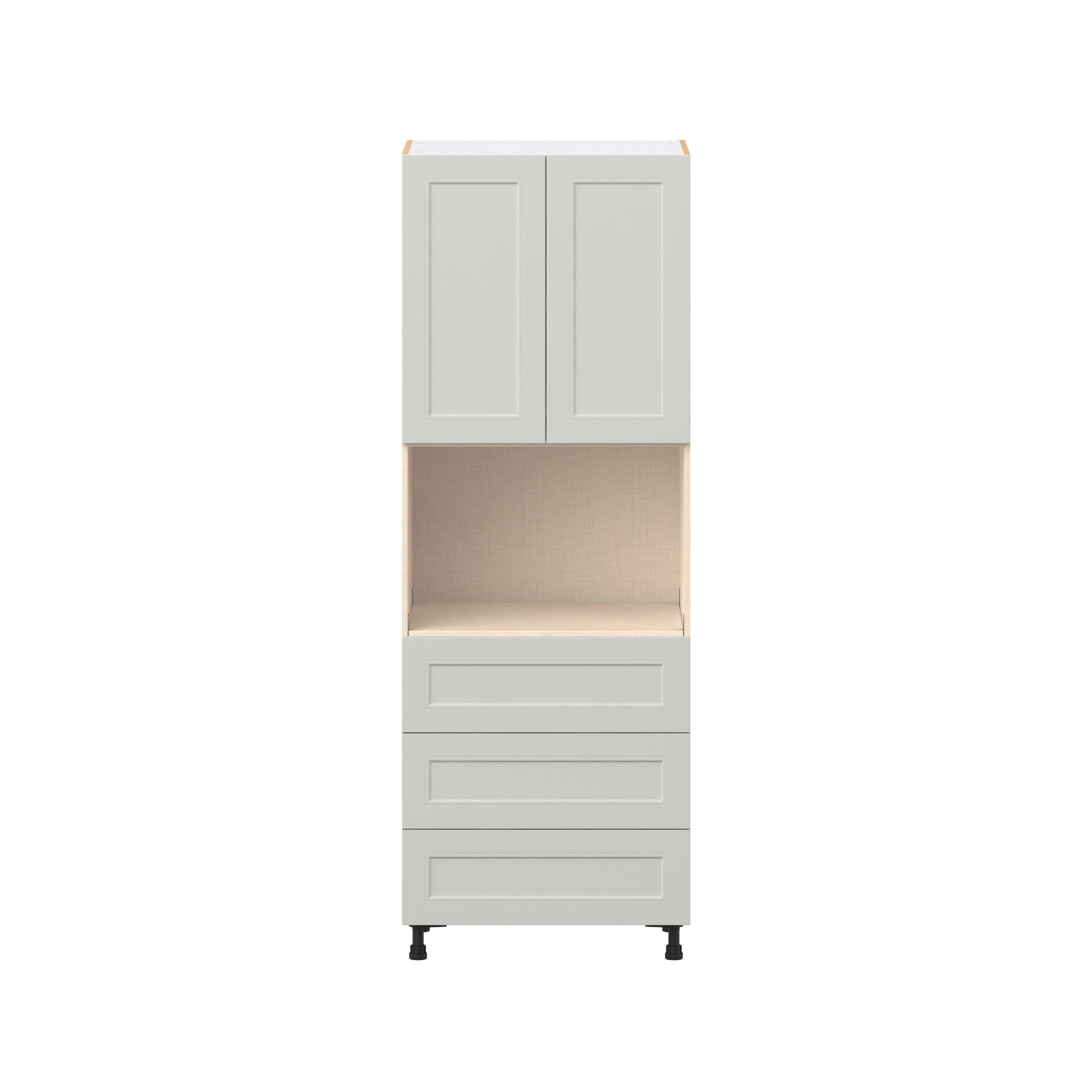Lenox 30 in. Painted Light Gray Door and Drawer Microwave Pantry Cabinet