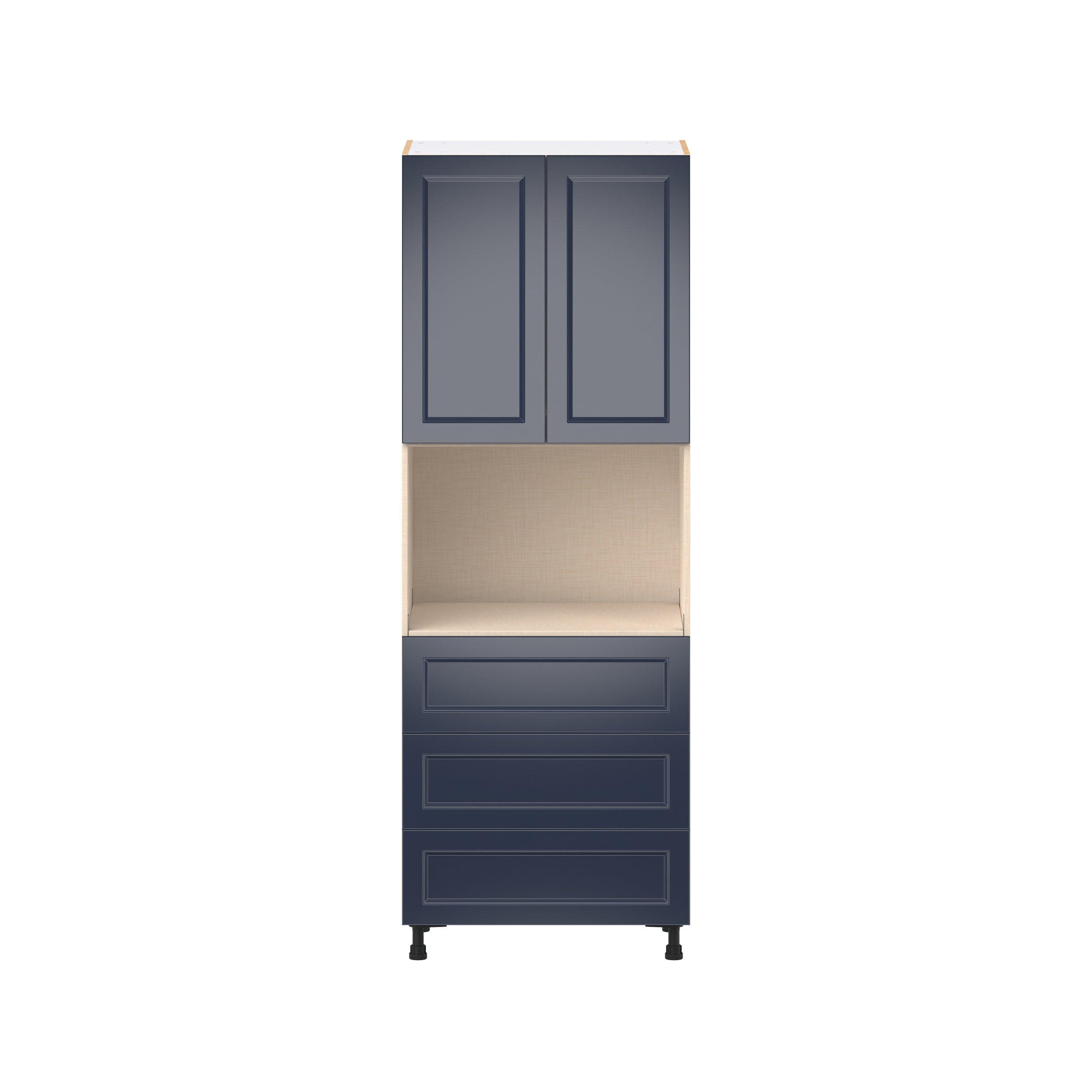 Peachtree 30 in. Painted Midnight Blue Door and Drawer Microwave Pantry Cabinet