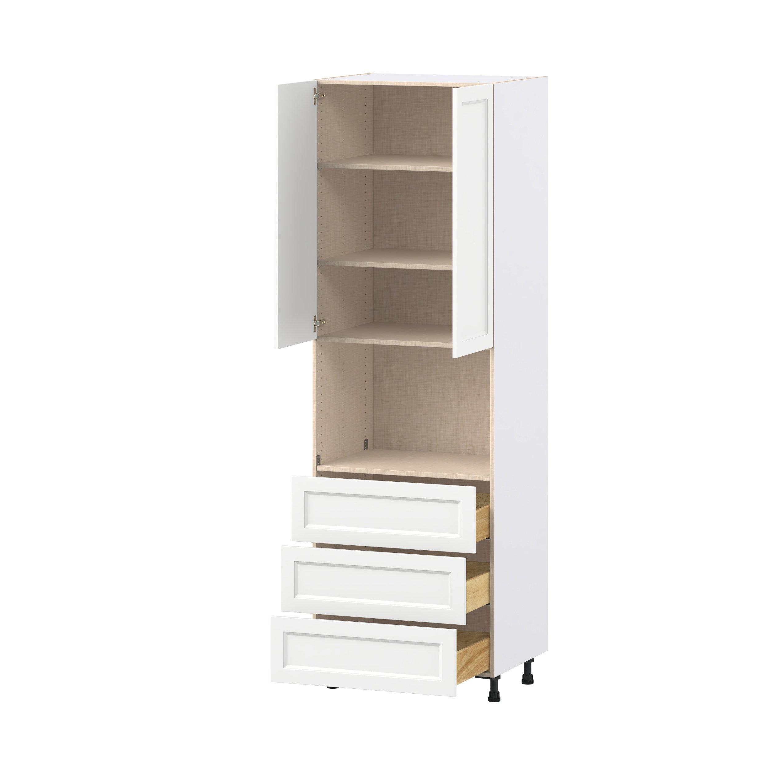 Peachtree 30 in. Painted Bright White Door and Drawer Microwave Pantry Cabinet