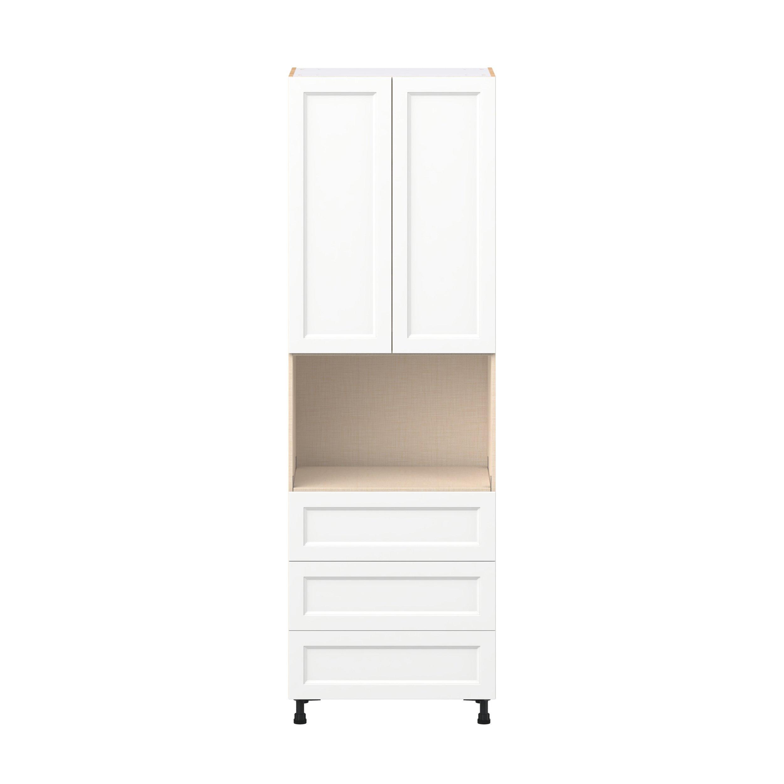 Peachtree 30 in. Painted Bright White Door and Drawer Microwave Pantry Cabinet
