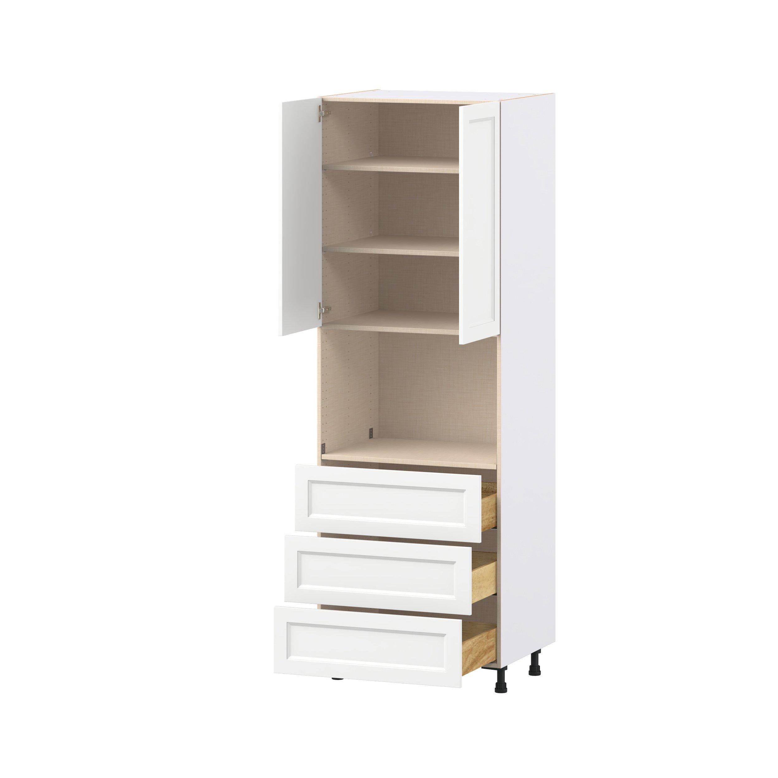 Peachtree 30 in. Painted Bright White Door and Drawer Microwave Pantry Cabinet