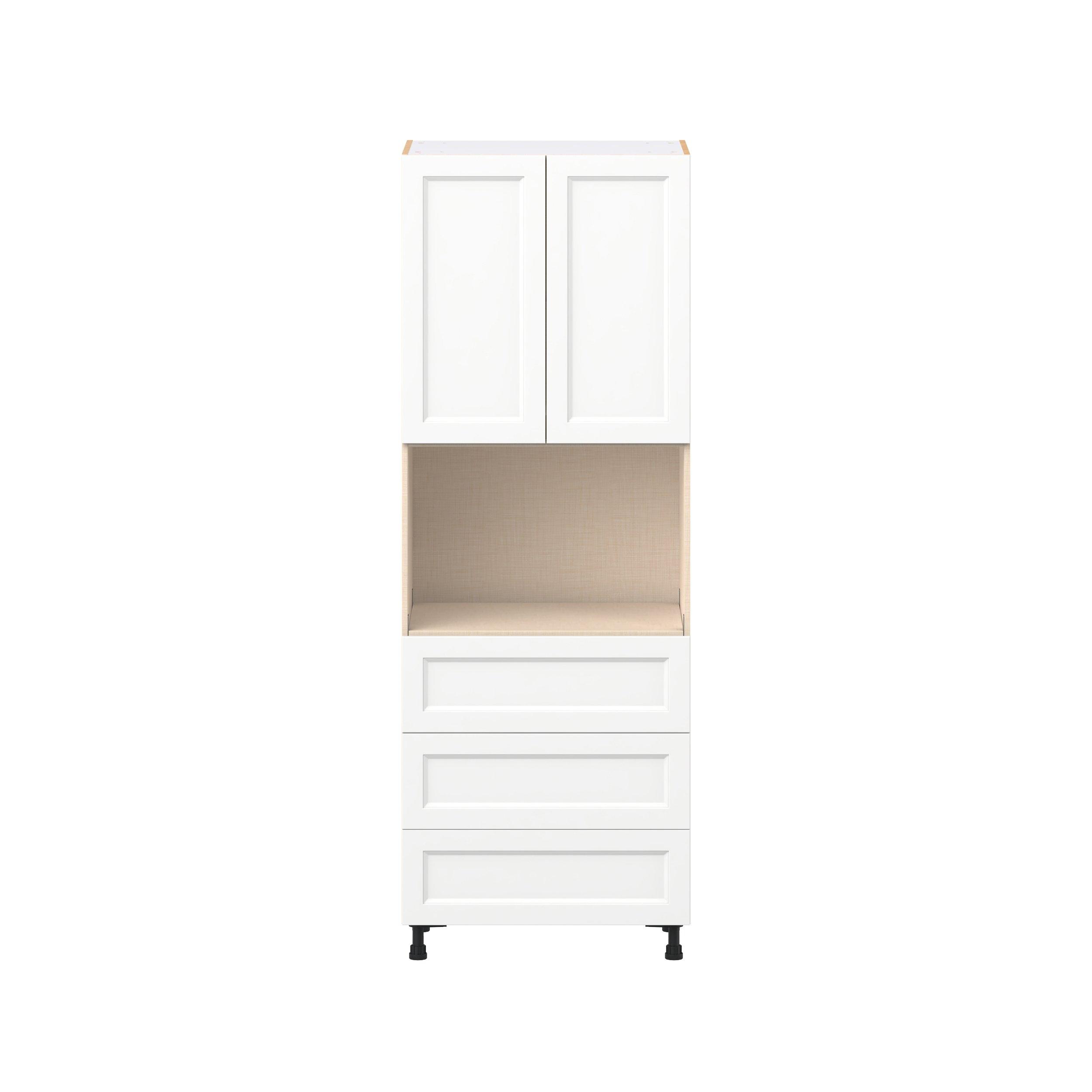 Peachtree 30 in. Painted Bright White Door and Drawer Microwave Pantry Cabinet
