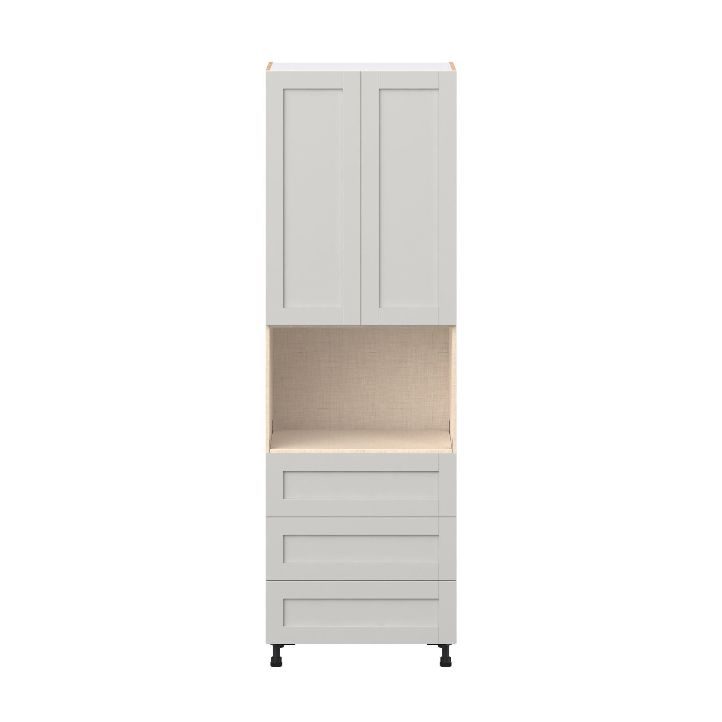 Summerhill 30 in. Light Gray Door and Drawer Microwave Pantry Cabinet