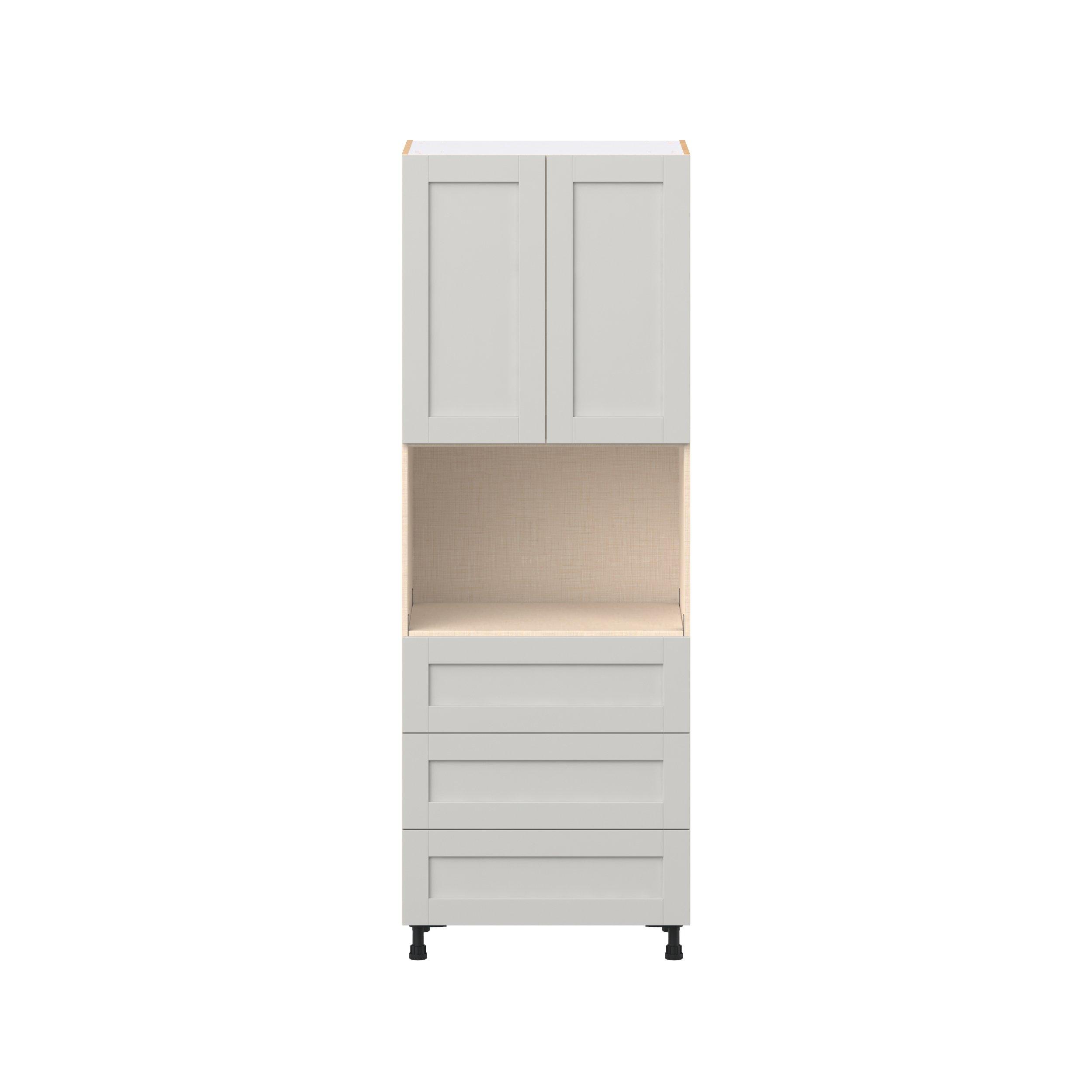 Summerhill 30 in. Light Gray Door and Drawer Microwave Pantry Cabinet