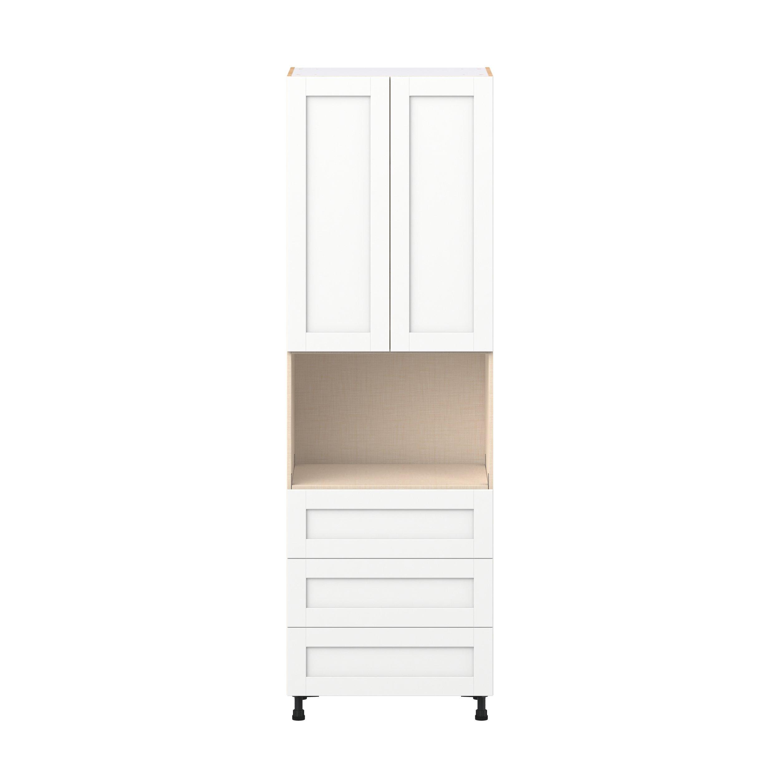 Summerhill 30 in. Bright White Door and Drawer Microwave Pantry Cabinet