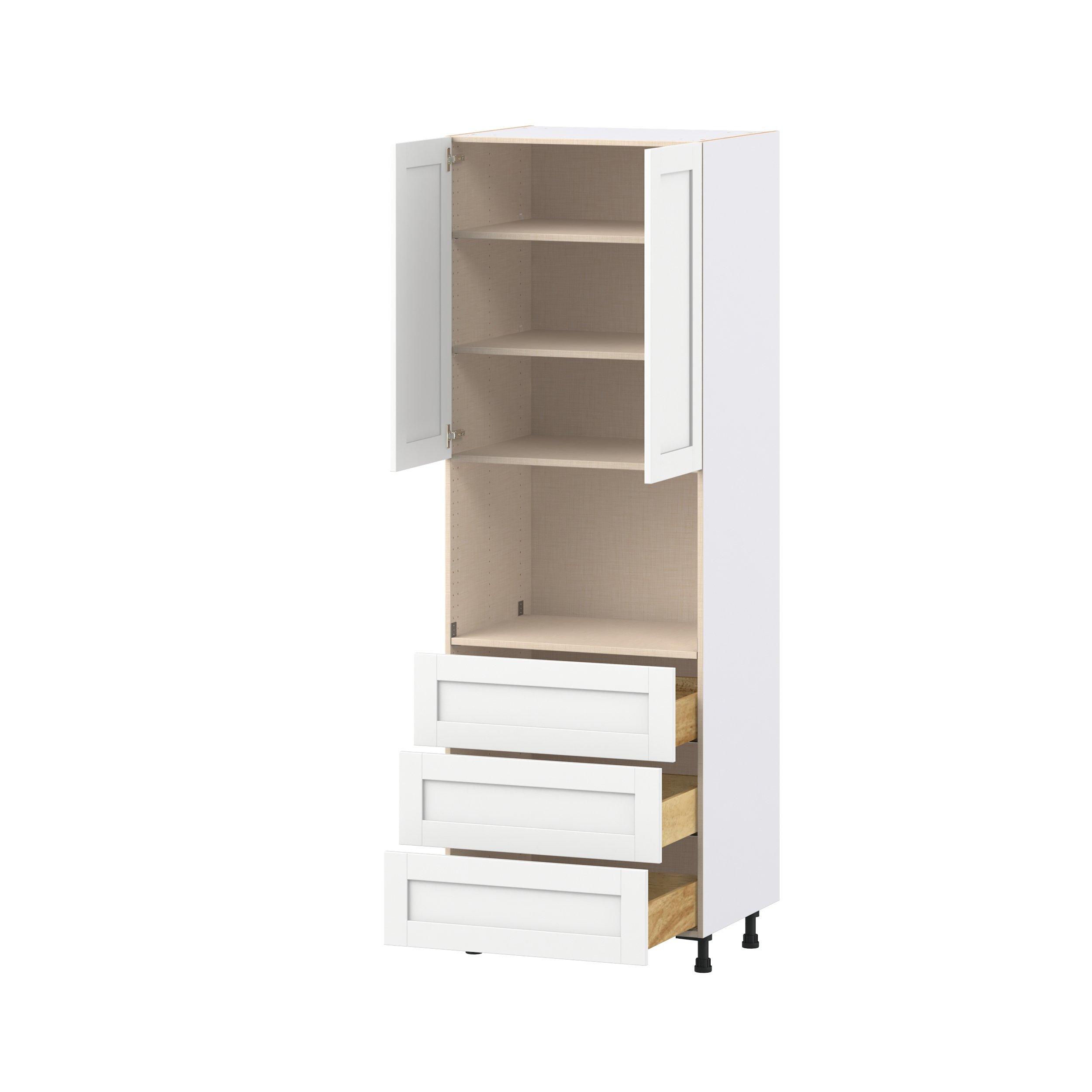Summerhill 30 in. Bright White Door and Drawer Microwave Pantry Cabinet