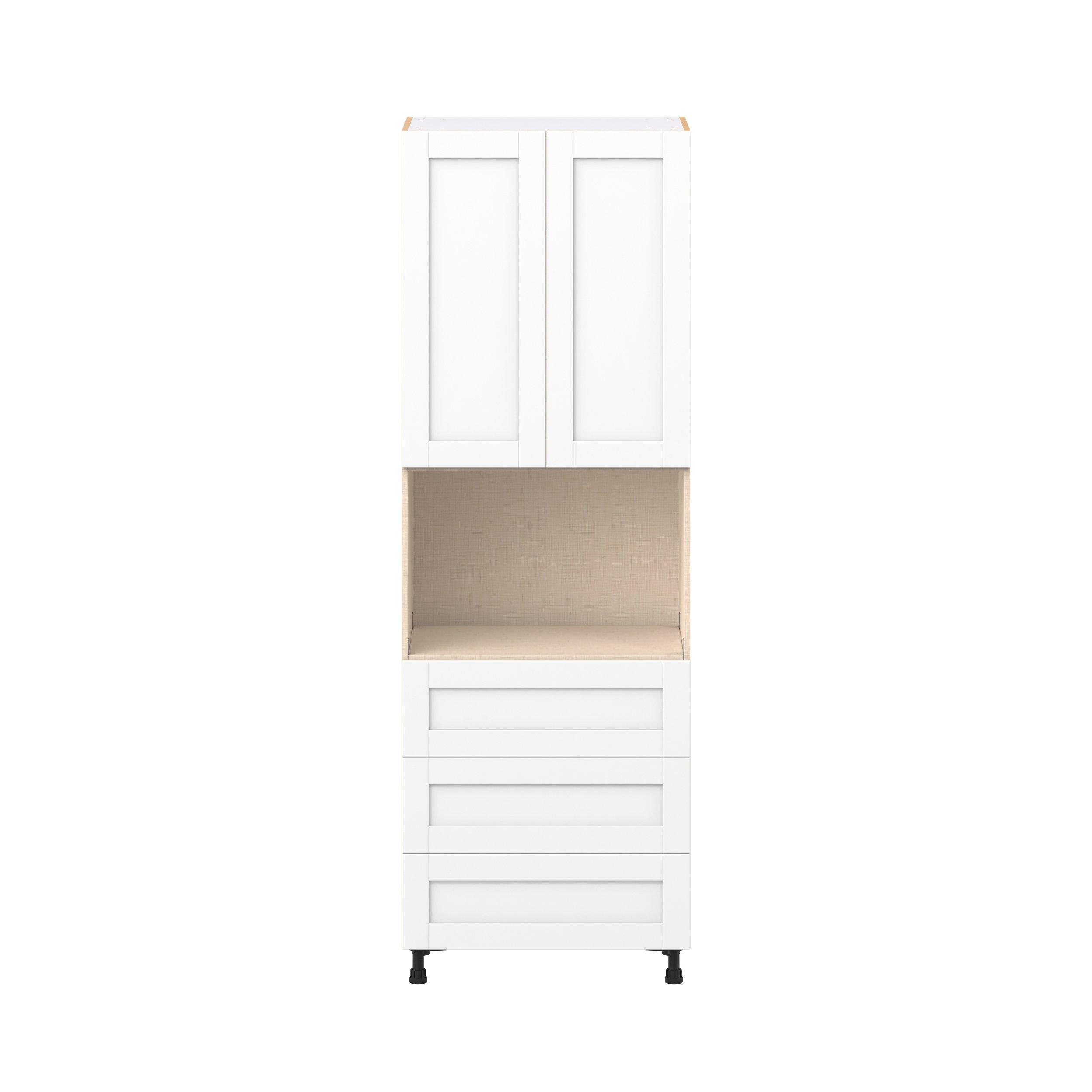 Summerhill 30 in. Bright White Door and Drawer Microwave Pantry Cabinet