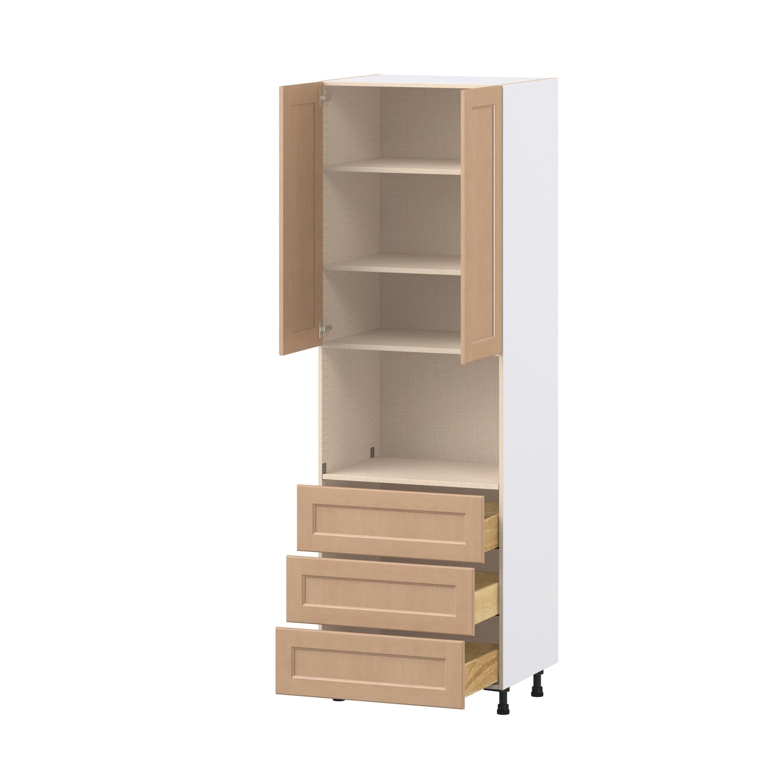Sugarhill 30 in. Stained Sugar Cookie Door and Drawer Microwave Pantry Cabinet