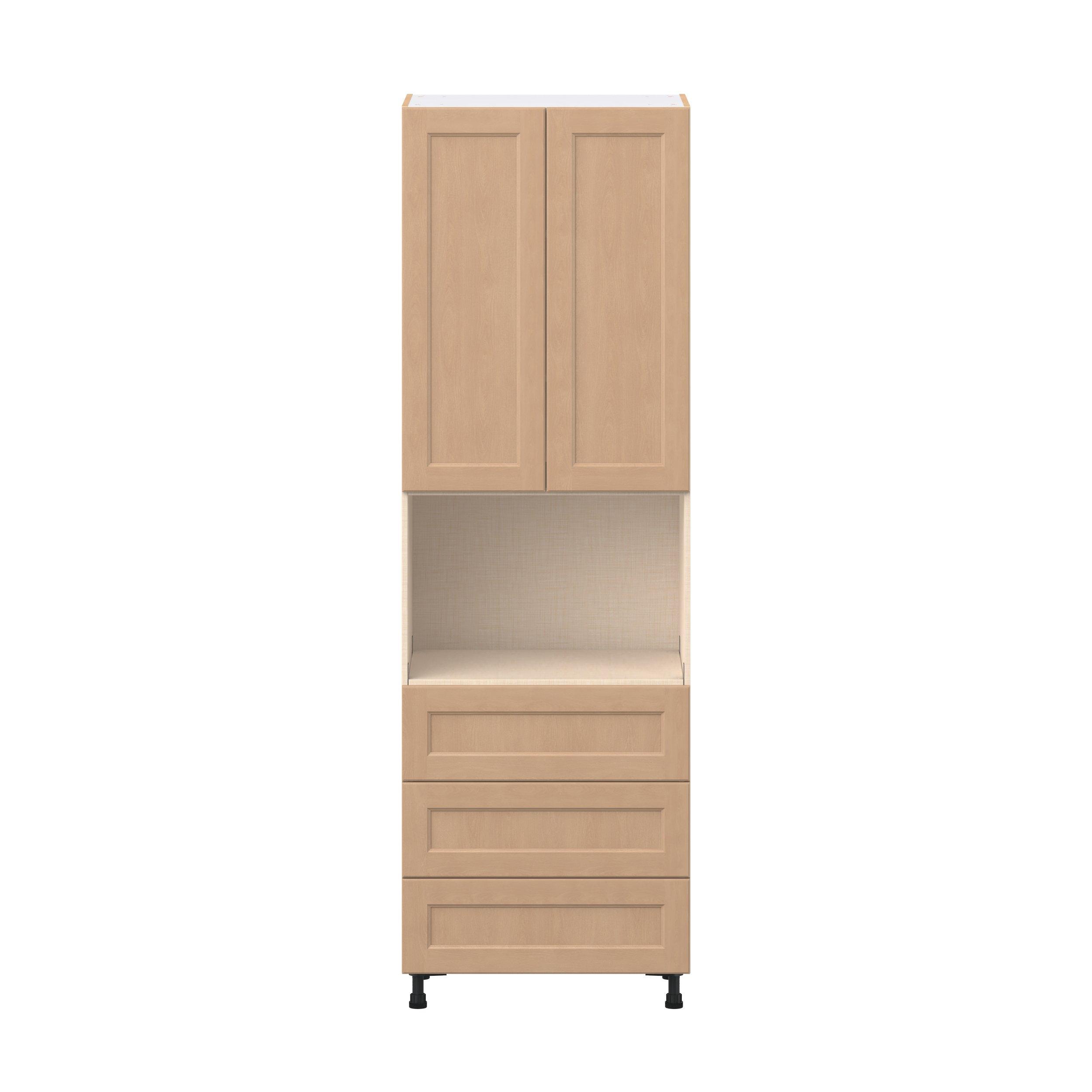 Sugarhill 30 in. Stained Sugar Cookie Door and Drawer Microwave Pantry Cabinet