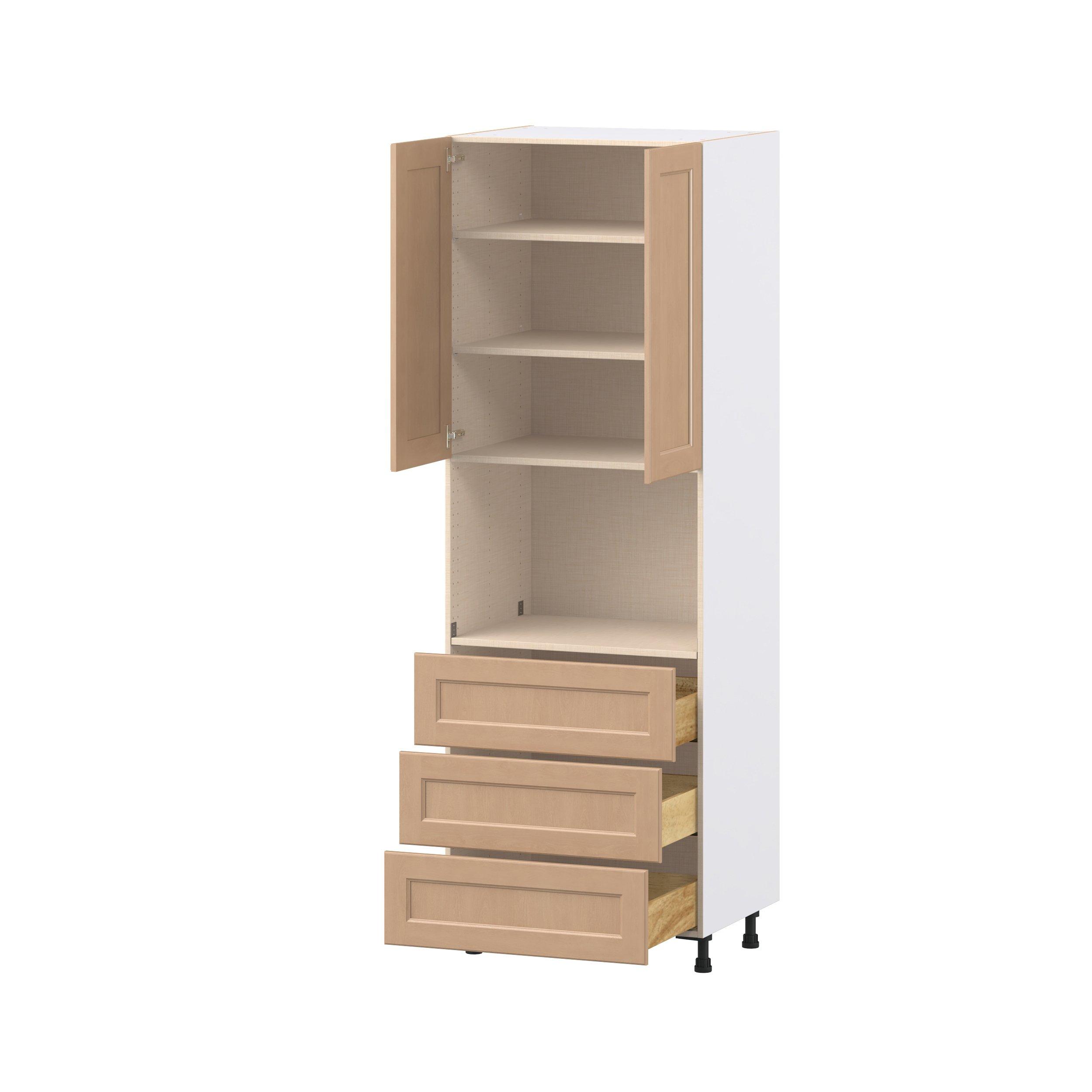 Sugarhill 30 in. Stained Sugar Cookie Door and Drawer Microwave Pantry Cabinet
