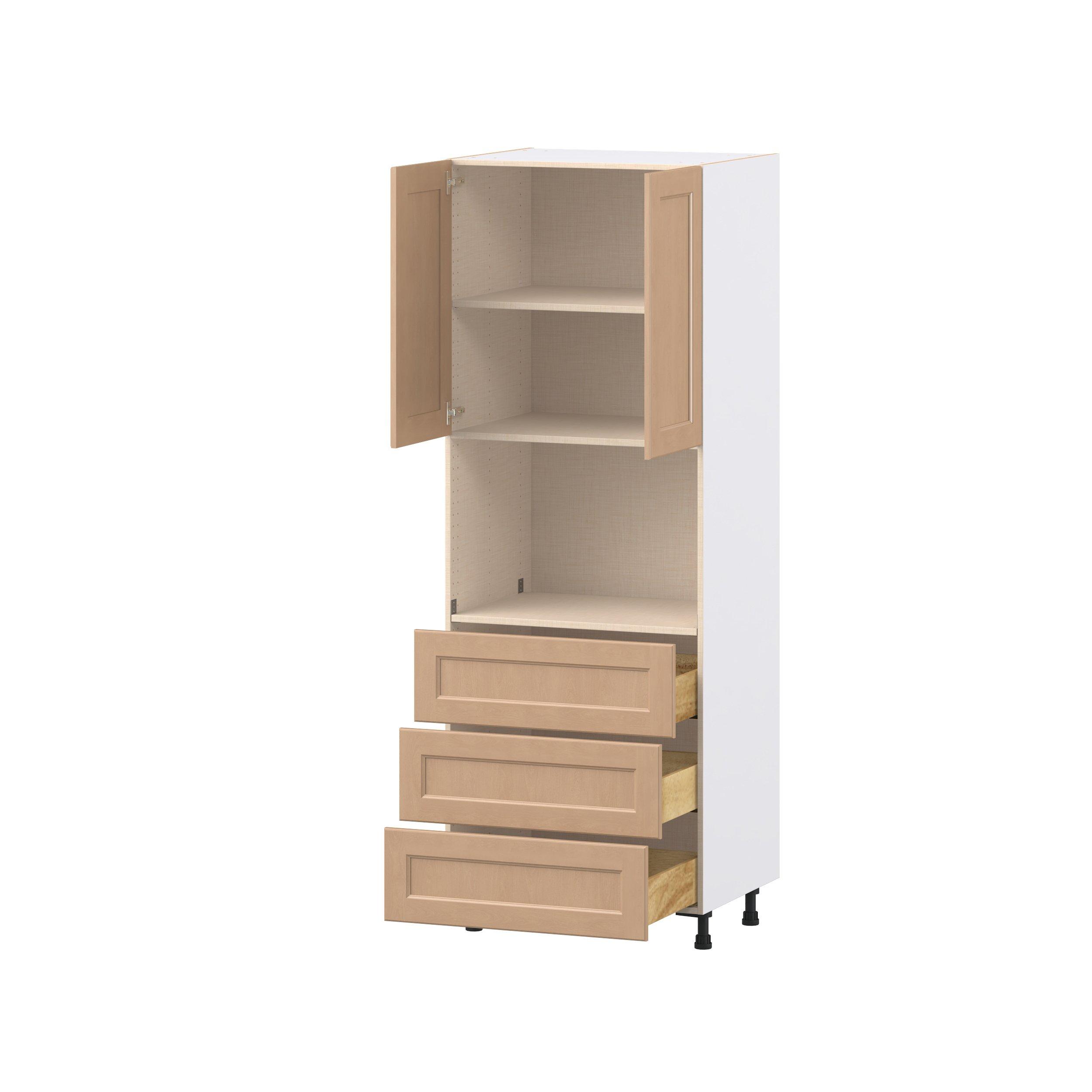 Sugarhill 30 in. Stained Sugar Cookie Door and Drawer Microwave Pantry Cabinet