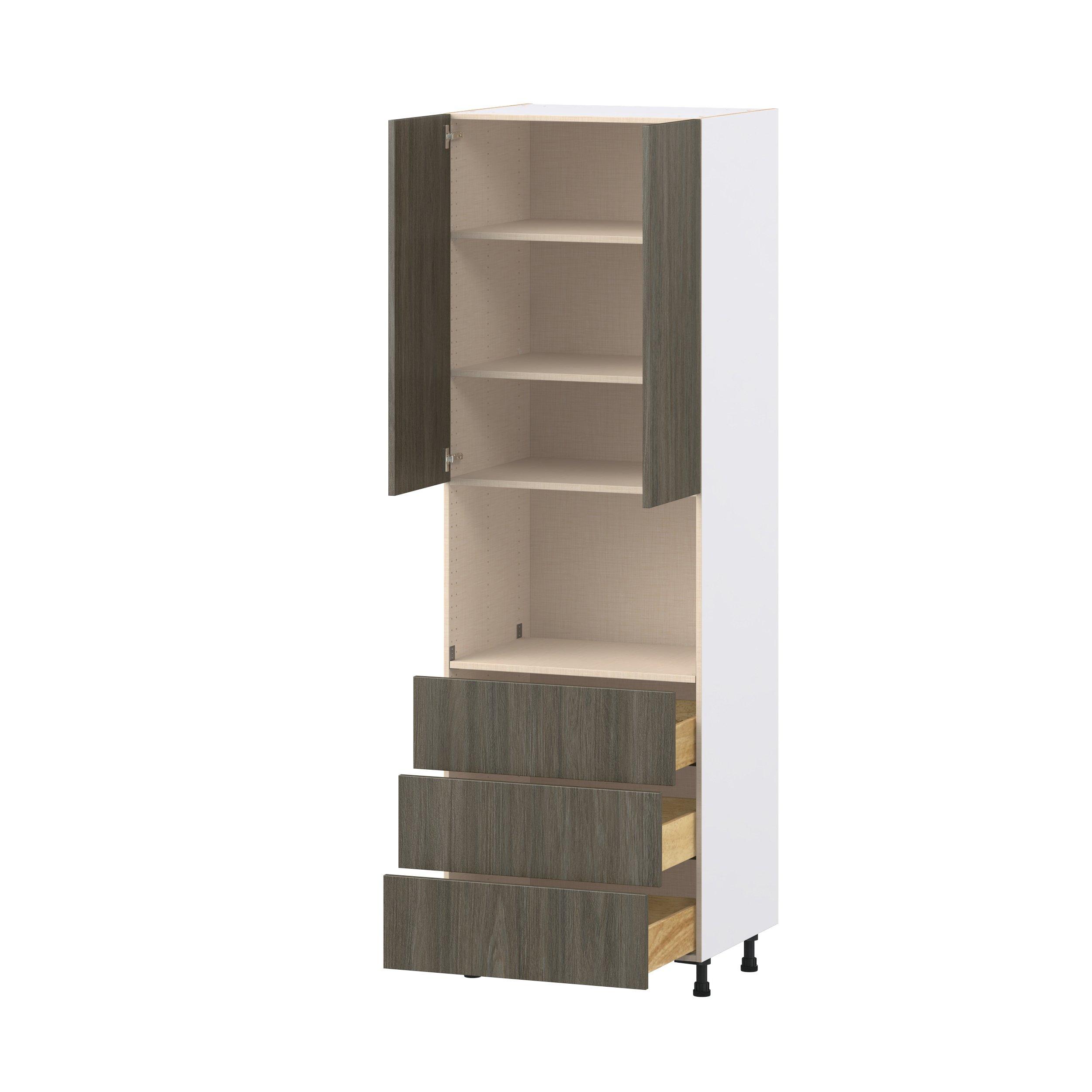 Glenwood 30 in. Burnt Walnut Door and Drawer Microwave Pantry Cabinet
