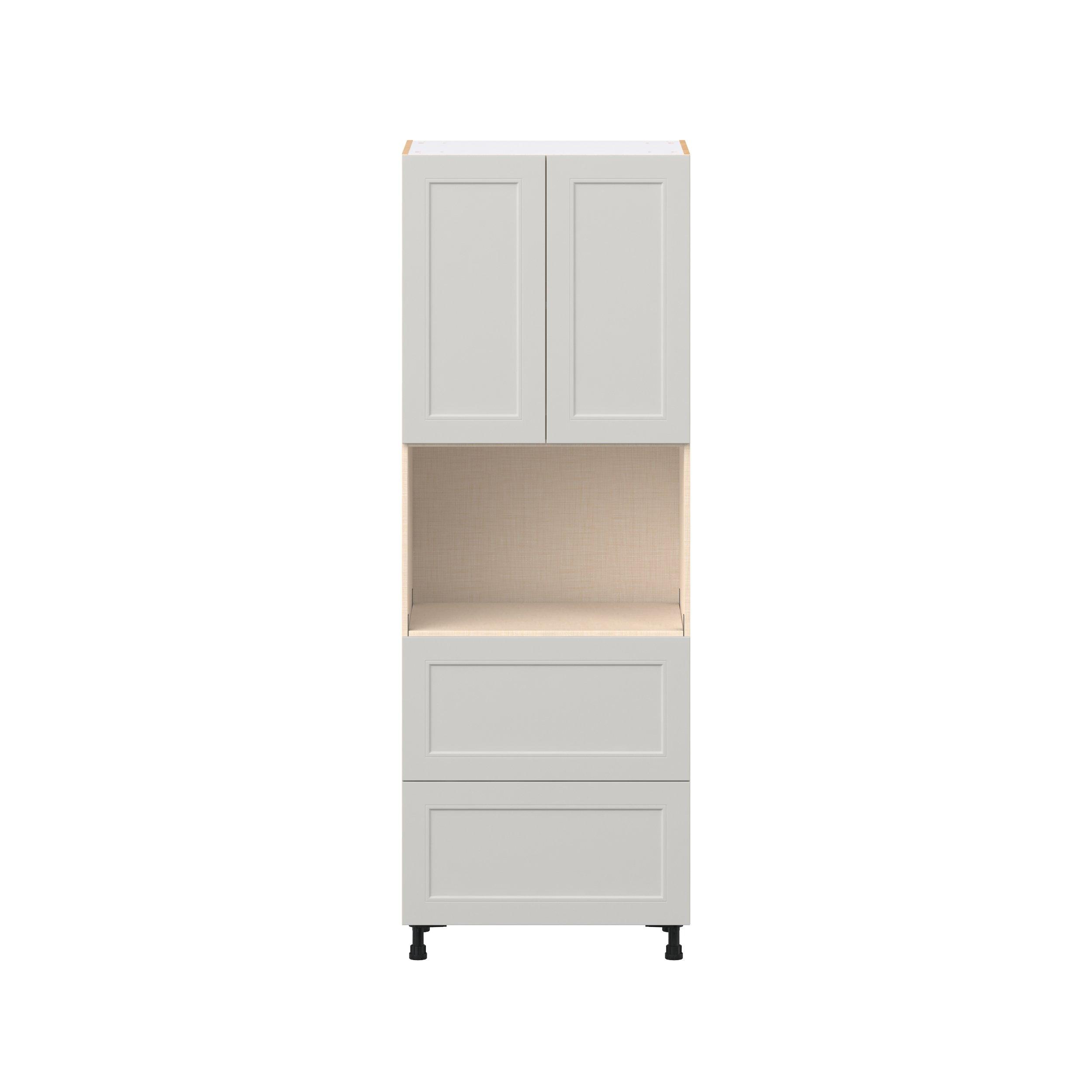 Lenox 30 in. Painted Light Gray Door and Drawer Microwave Pantry Cabinet