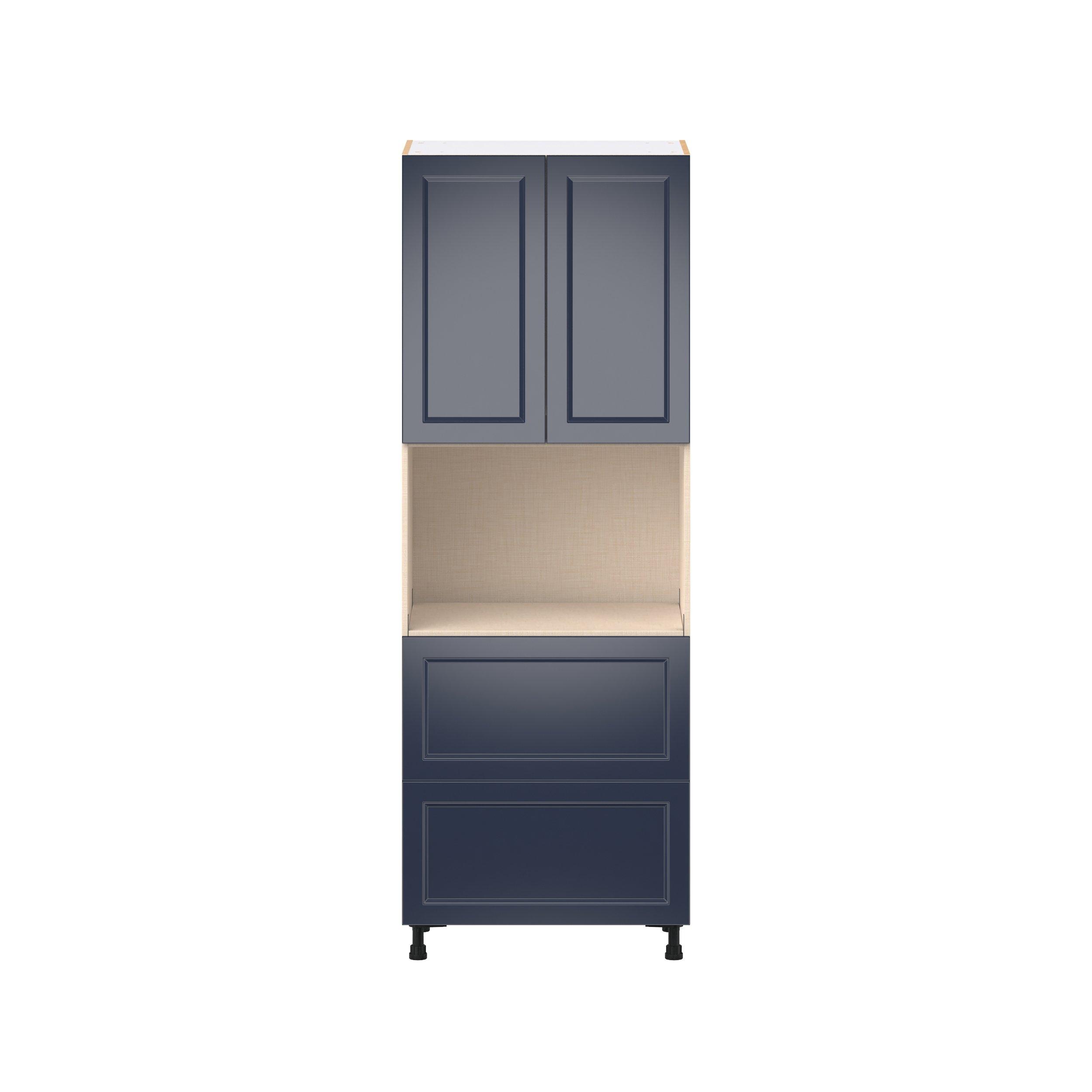 Peachtree 30 in. Painted Midnight Blue Door and Drawer Microwave Pantry Cabinet
