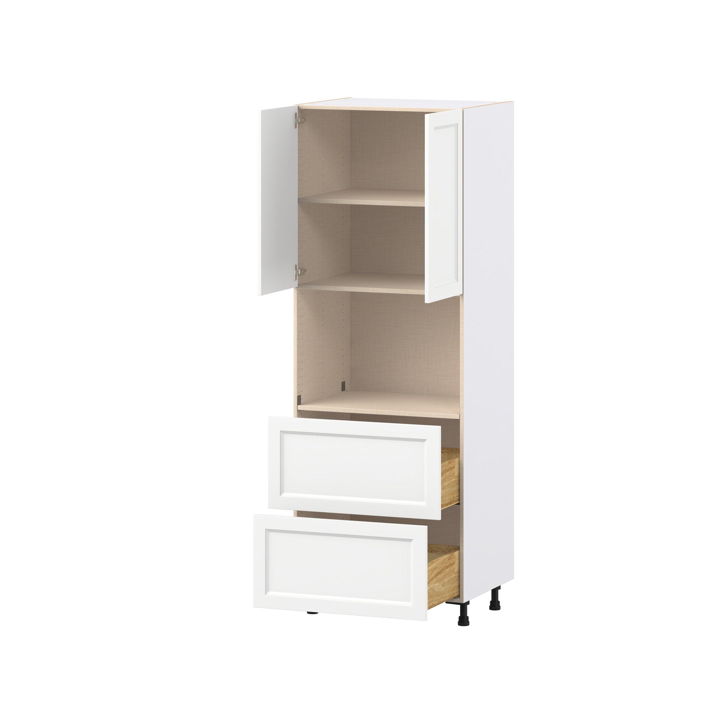 Peachtree 30 in. Painted Bright White Door and Drawer Microwave Pantry Cabinet
