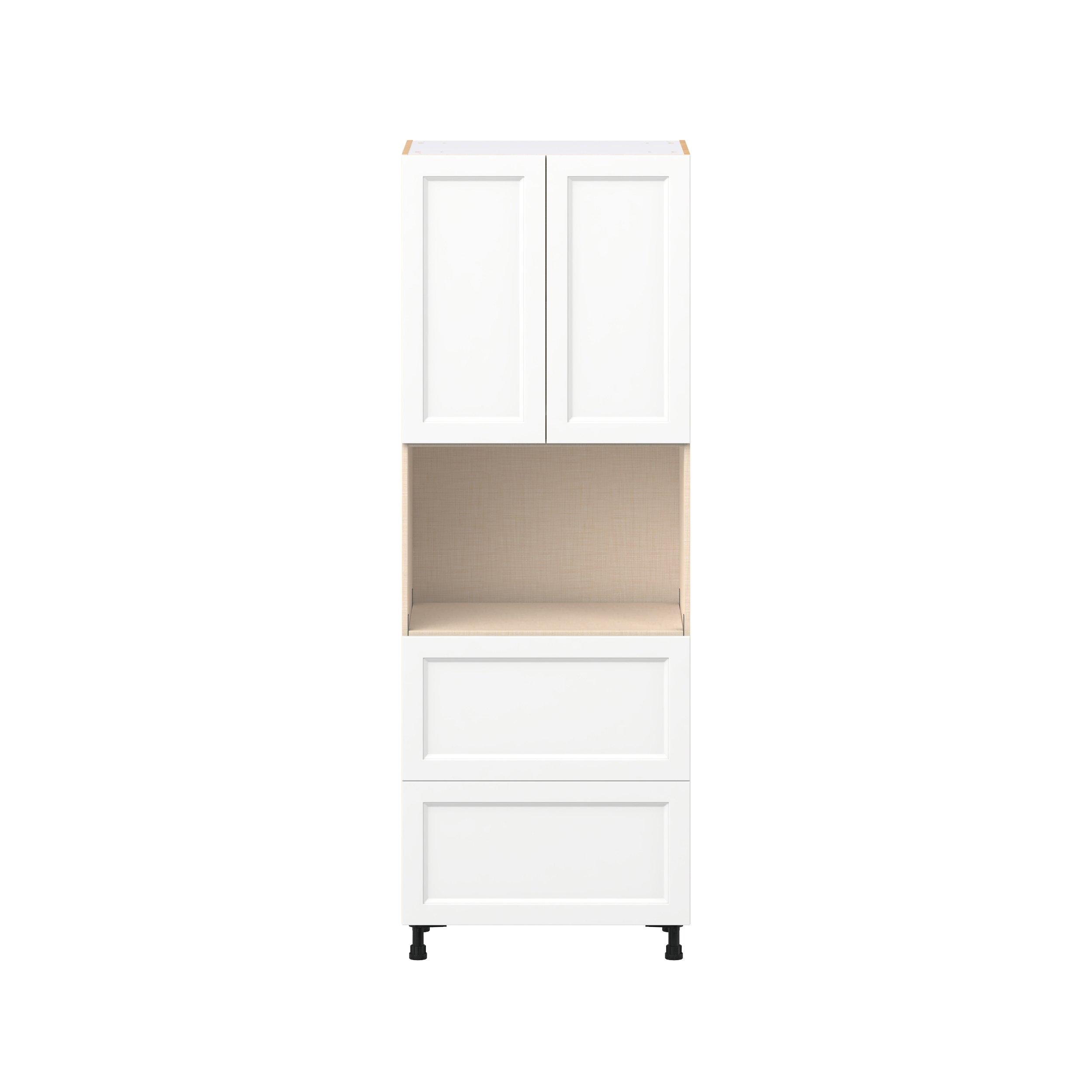 Peachtree 30 in. Painted Bright White Door and Drawer Microwave Pantry Cabinet