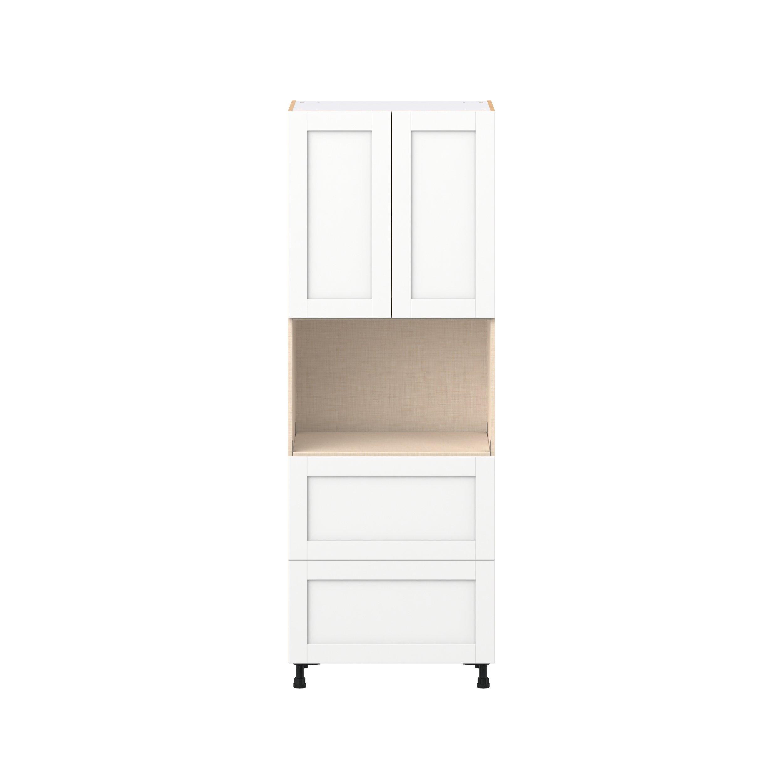 Summerhill 30 in. Bright White Door and Drawer Microwave Pantry Cabinet