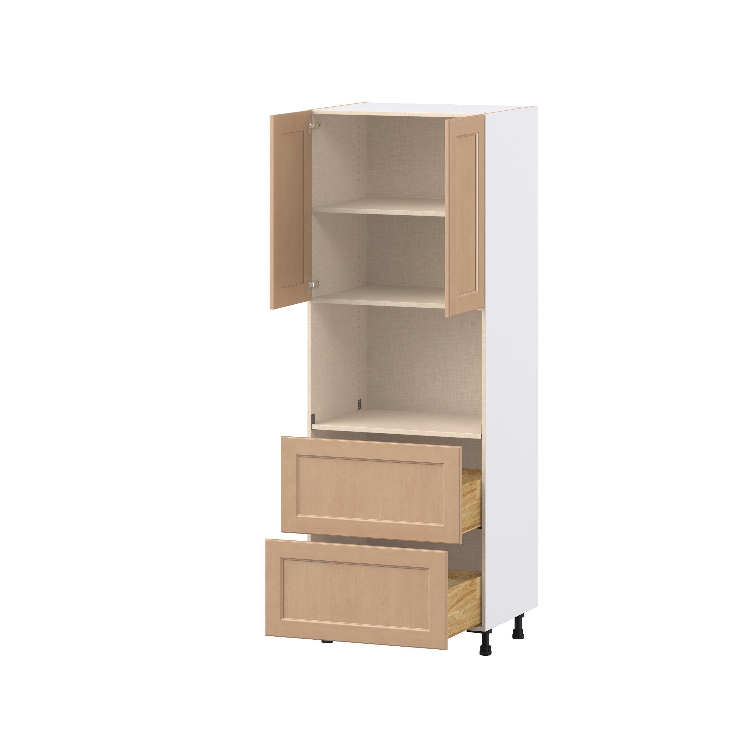 Sugarhill 30 in. Stained Sugar Cookie Door and Drawer Microwave Pantry Cabinet