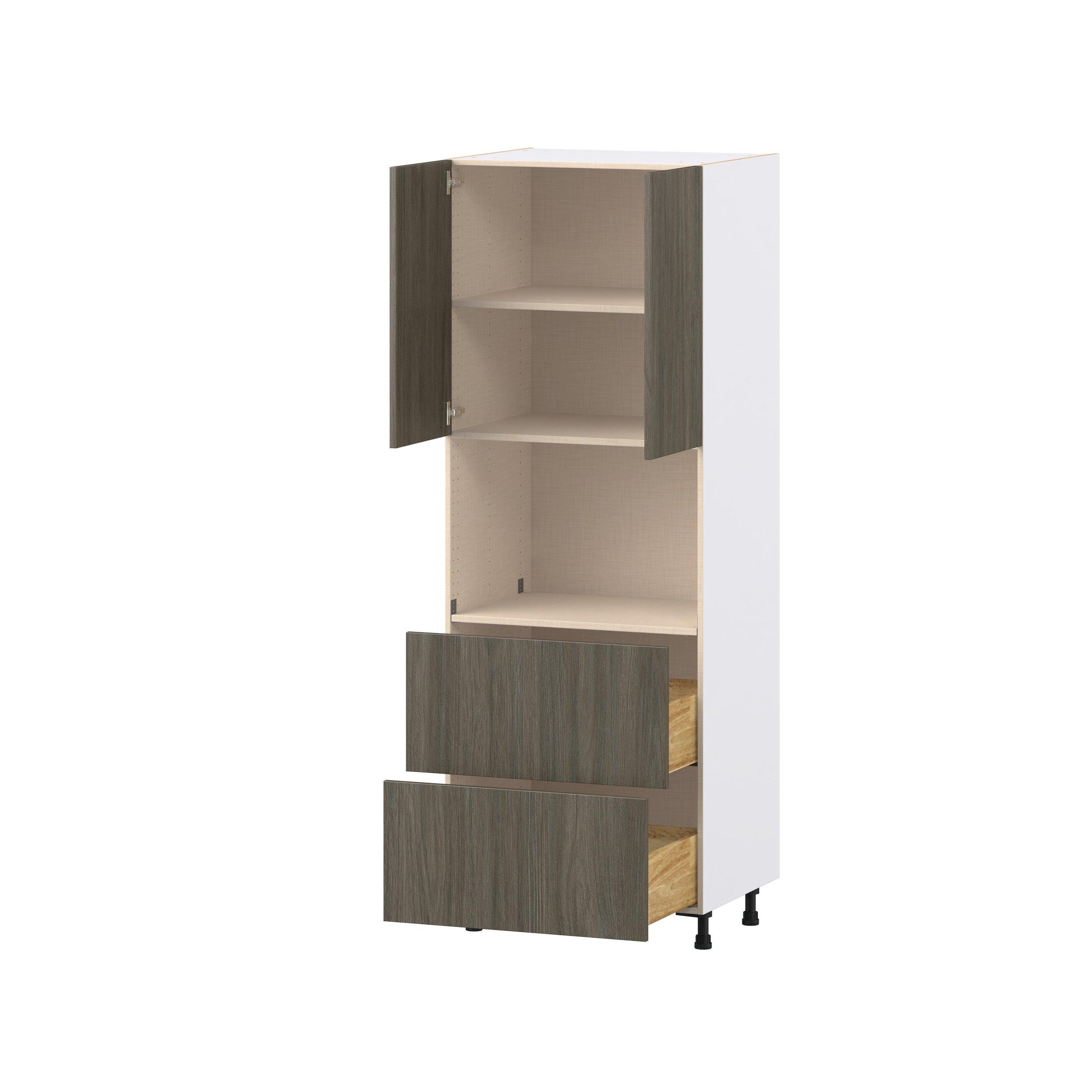 Glenwood 30 in. Burnt Walnut Door and Drawer Microwave Pantry Cabinet
