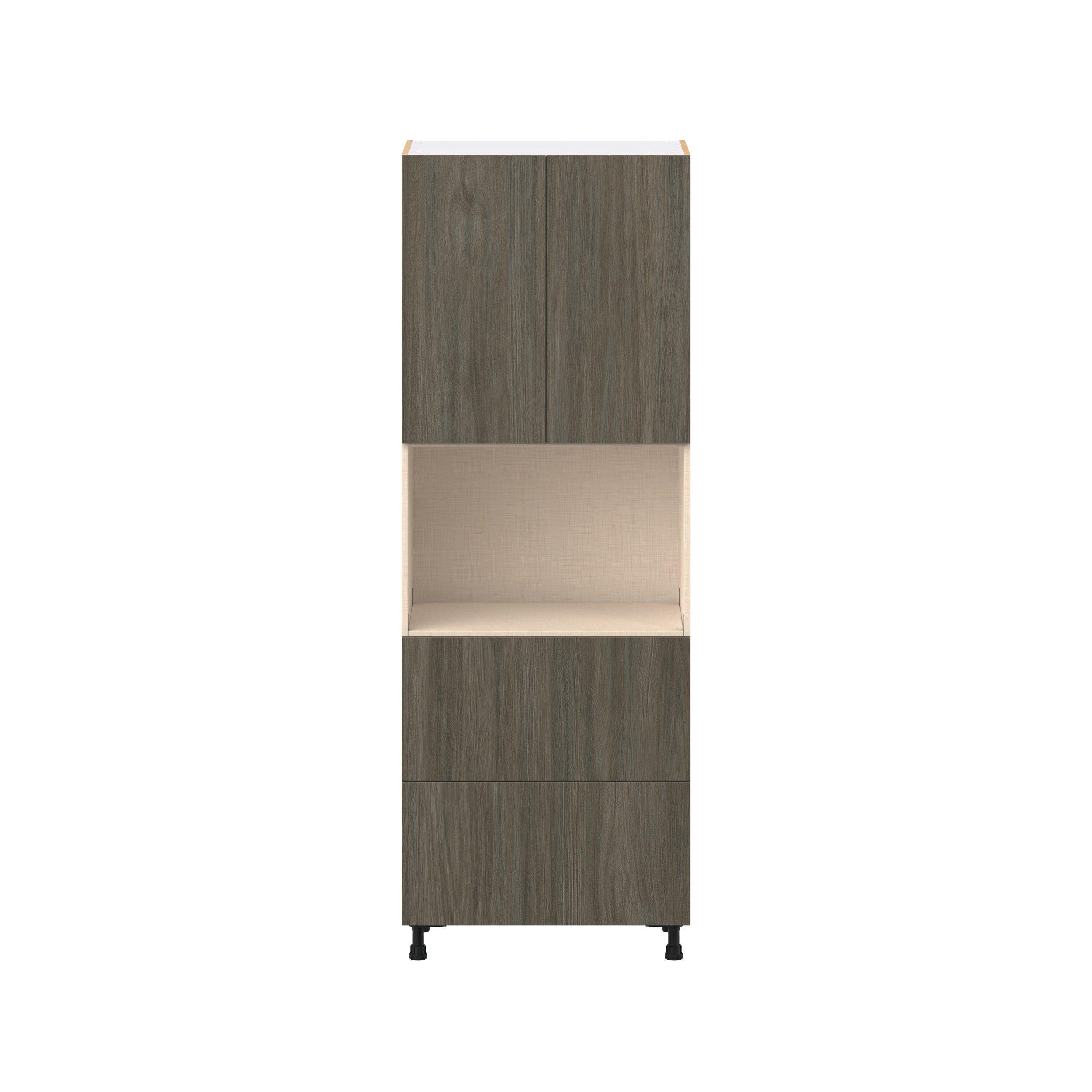 Glenwood 30 in. Burnt Walnut Door and Drawer Microwave Pantry Cabinet