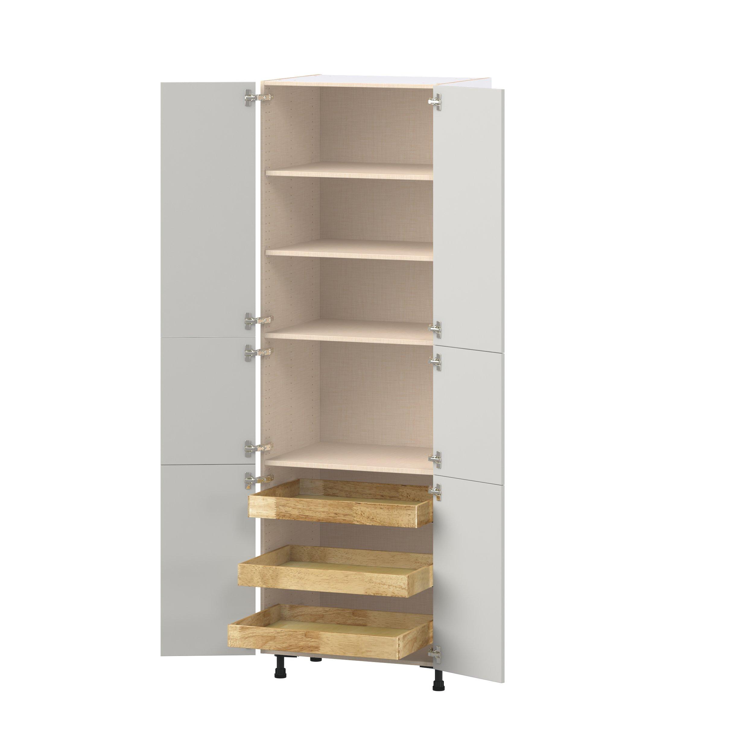 Lenox 30 in. Painted Light Gray Pantry Cabinet with Inner Pull-Out Drawer