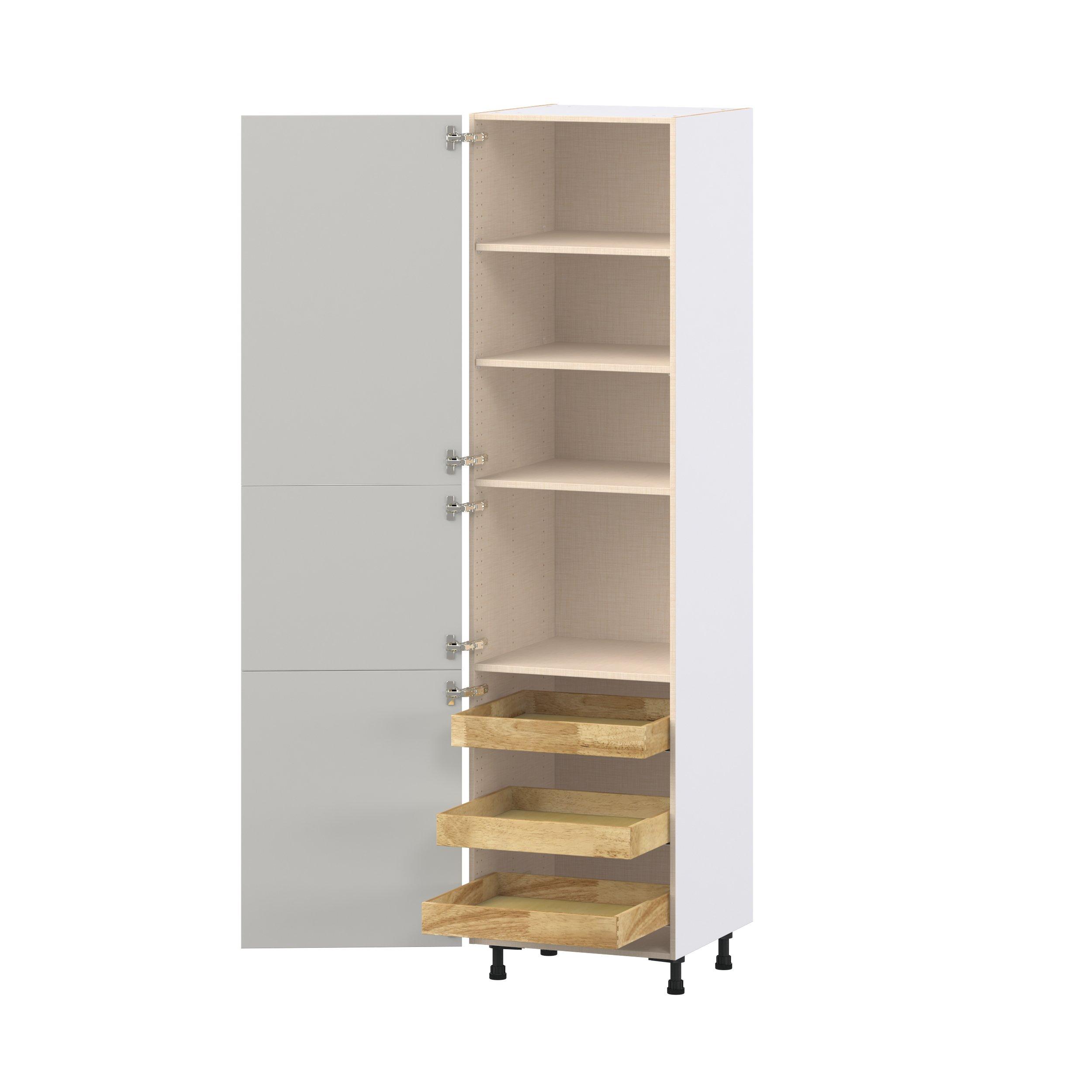 Lenox 24 in. Painted Light Gray Pantry Cabinet with Inner Pull-Out Drawer