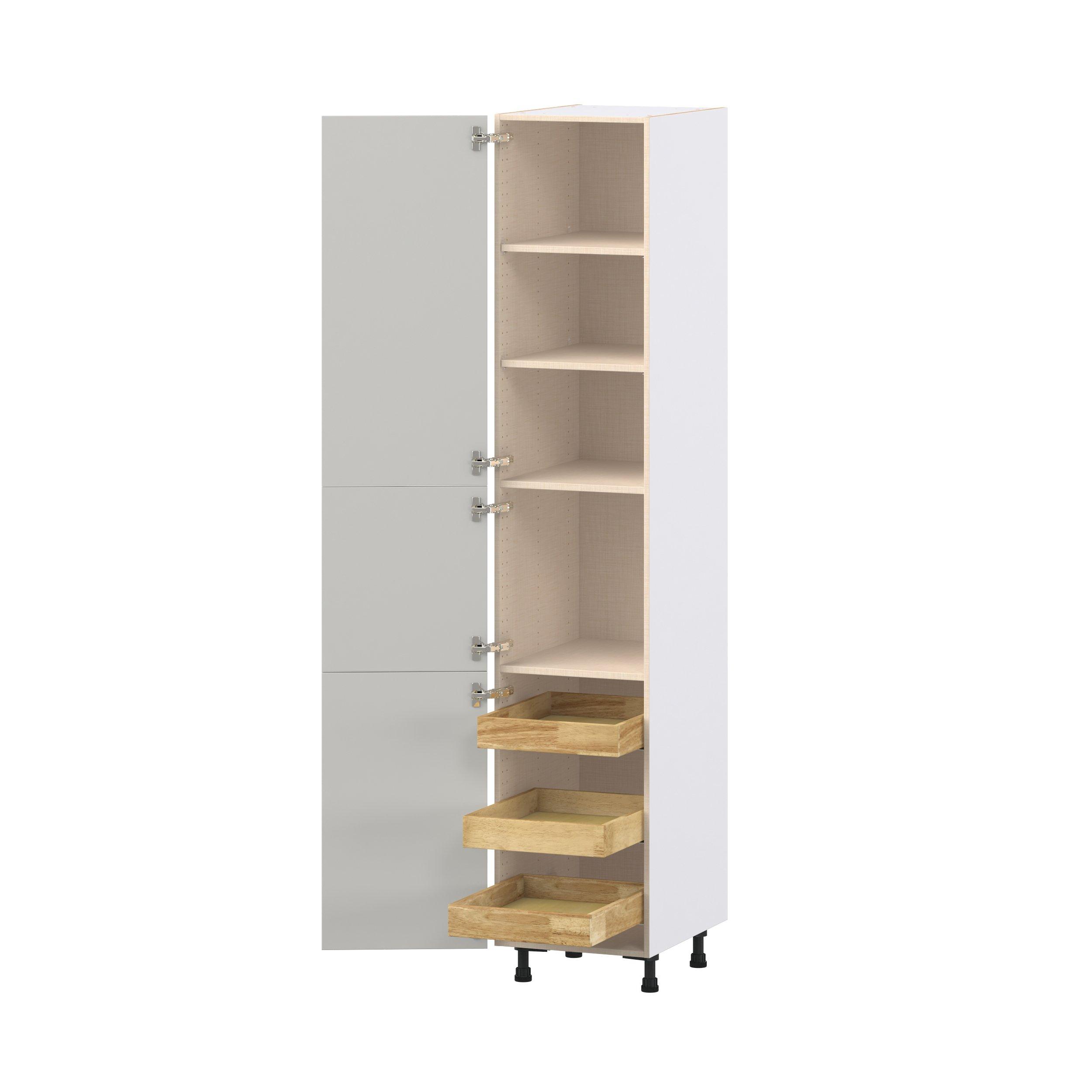 Lenox 18 in. Painted Light Gray Pantry Cabinet with Inner Pull-Out Drawer