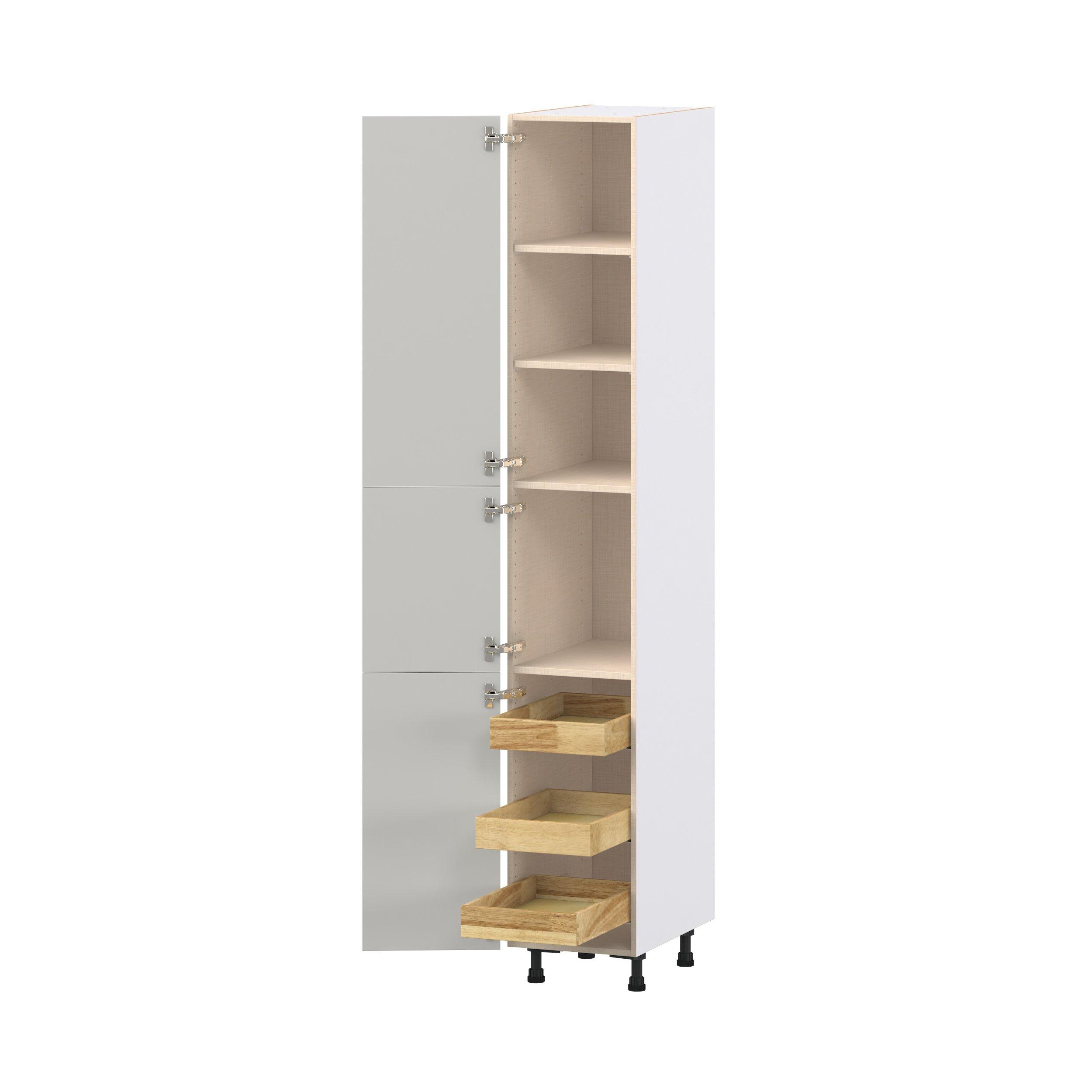 Lenox 15 in. Painted Light Gray Pantry Cabinet with Inner Pull-Out Drawer