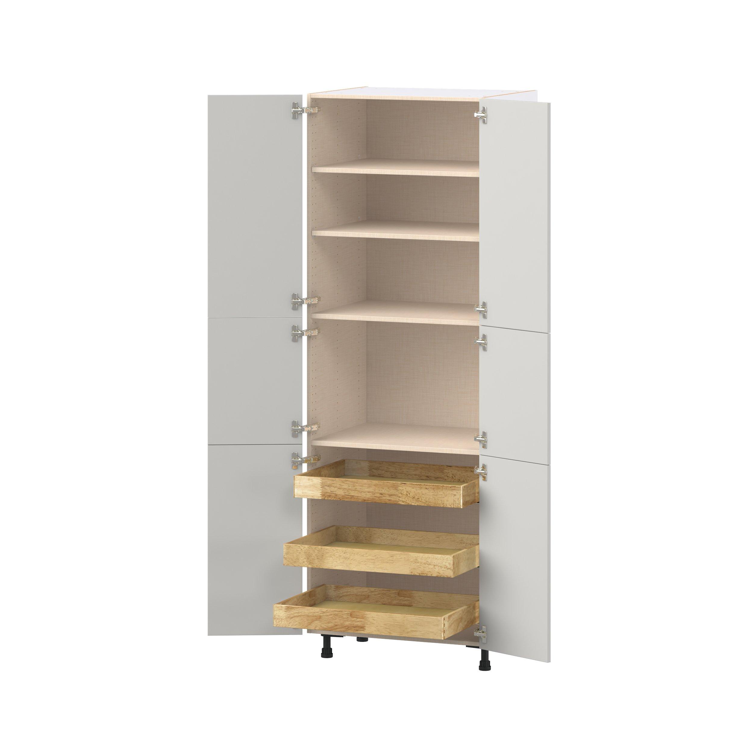 Lenox 30 in. Painted Light Gray Pantry Cabinet with Inner Pull-Out Drawer
