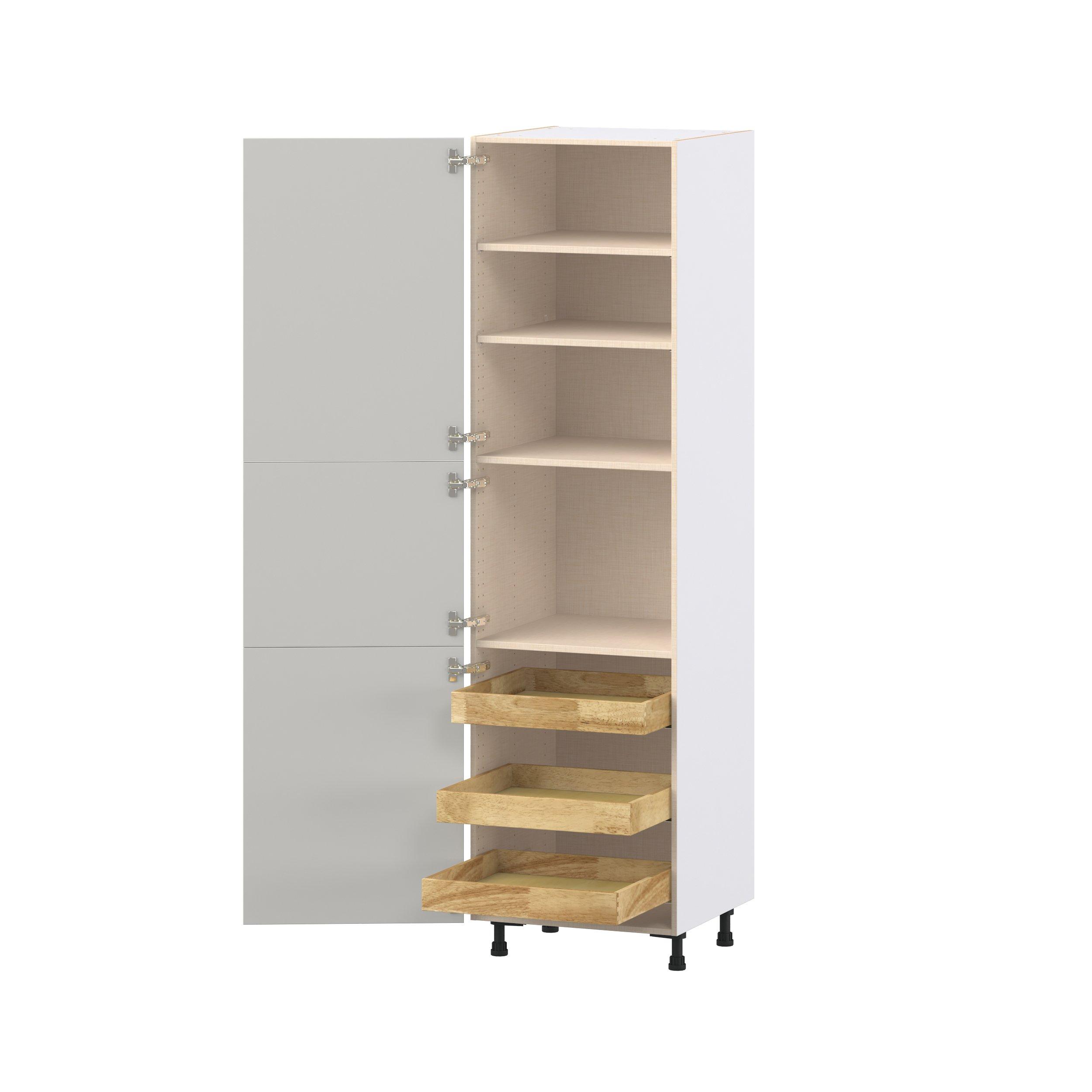 Lenox 24 in. Painted Light Gray Pantry Cabinet with Inner Pull-Out Drawer