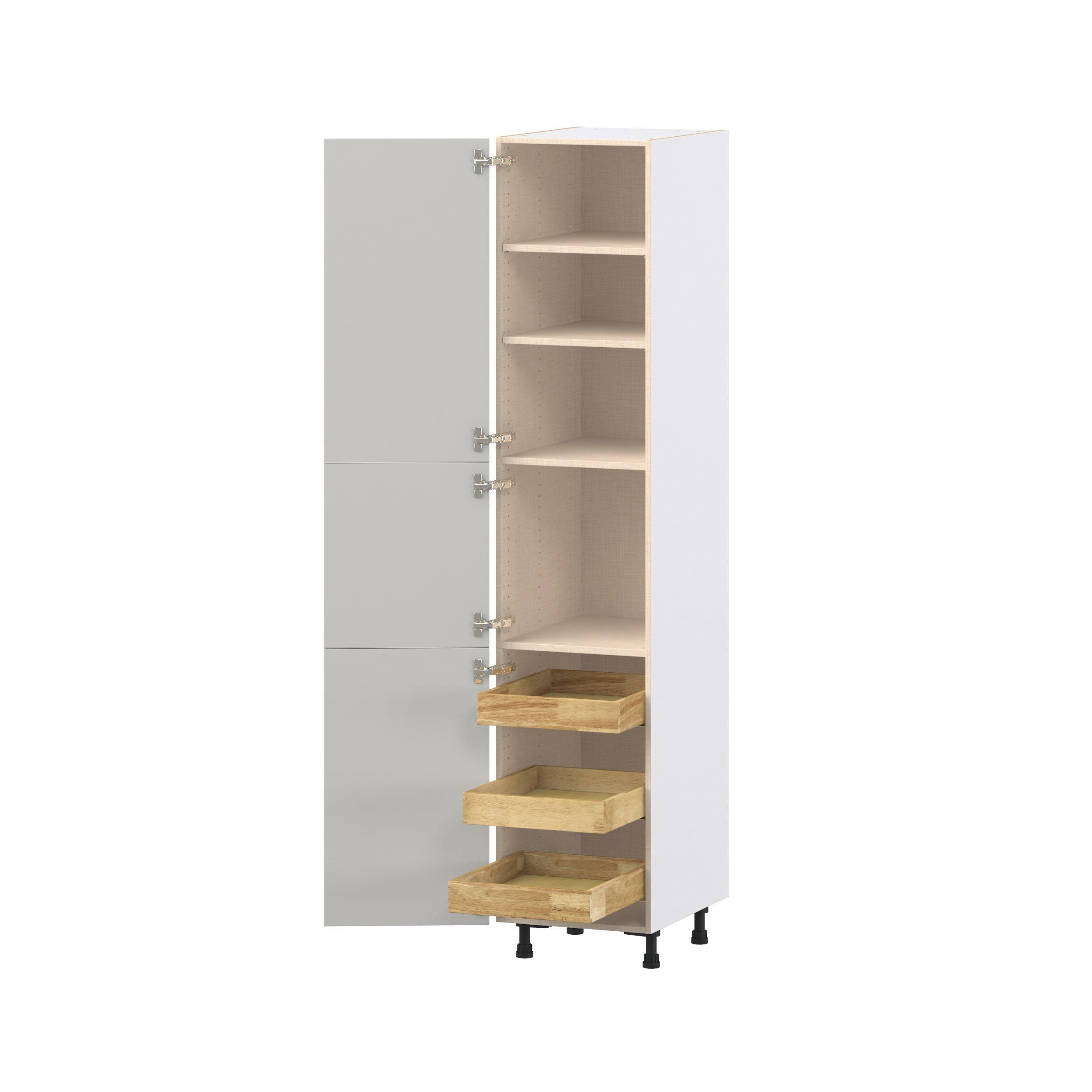 Lenox 18 in. Painted Light Gray Pantry Cabinet with Inner Pull-Out Drawer