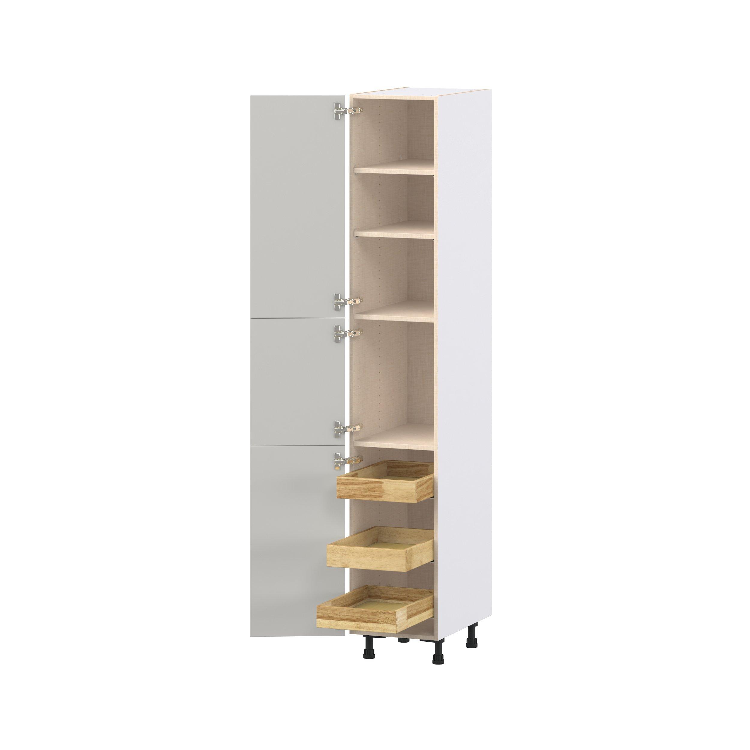 Lenox 15 in. Painted Light Gray Pantry Cabinet with Inner Pull-Out Drawer
