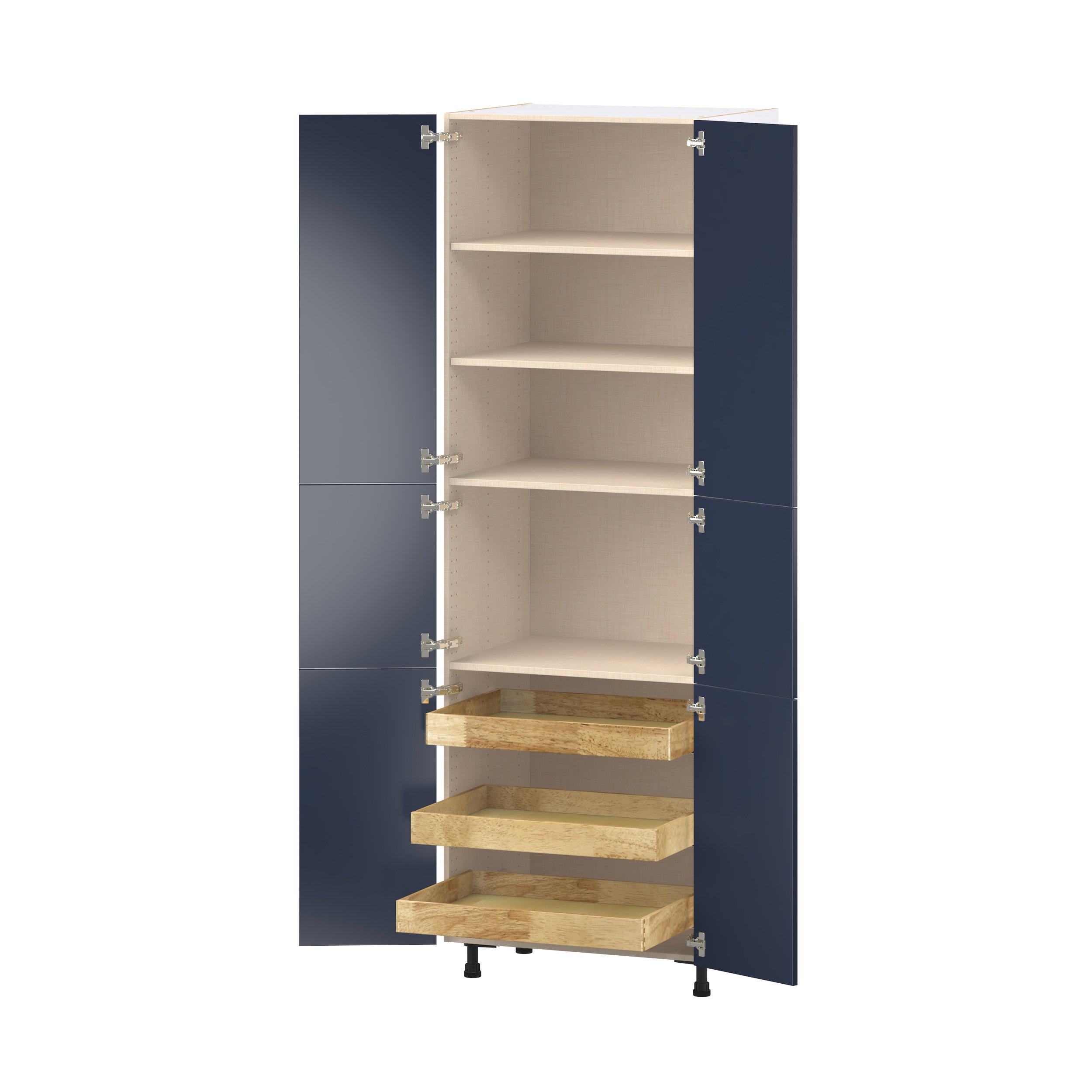 Peachtree 30 in. Painted Midnight Blue Pantry Cabinet with Inner Pull-Out Drawer