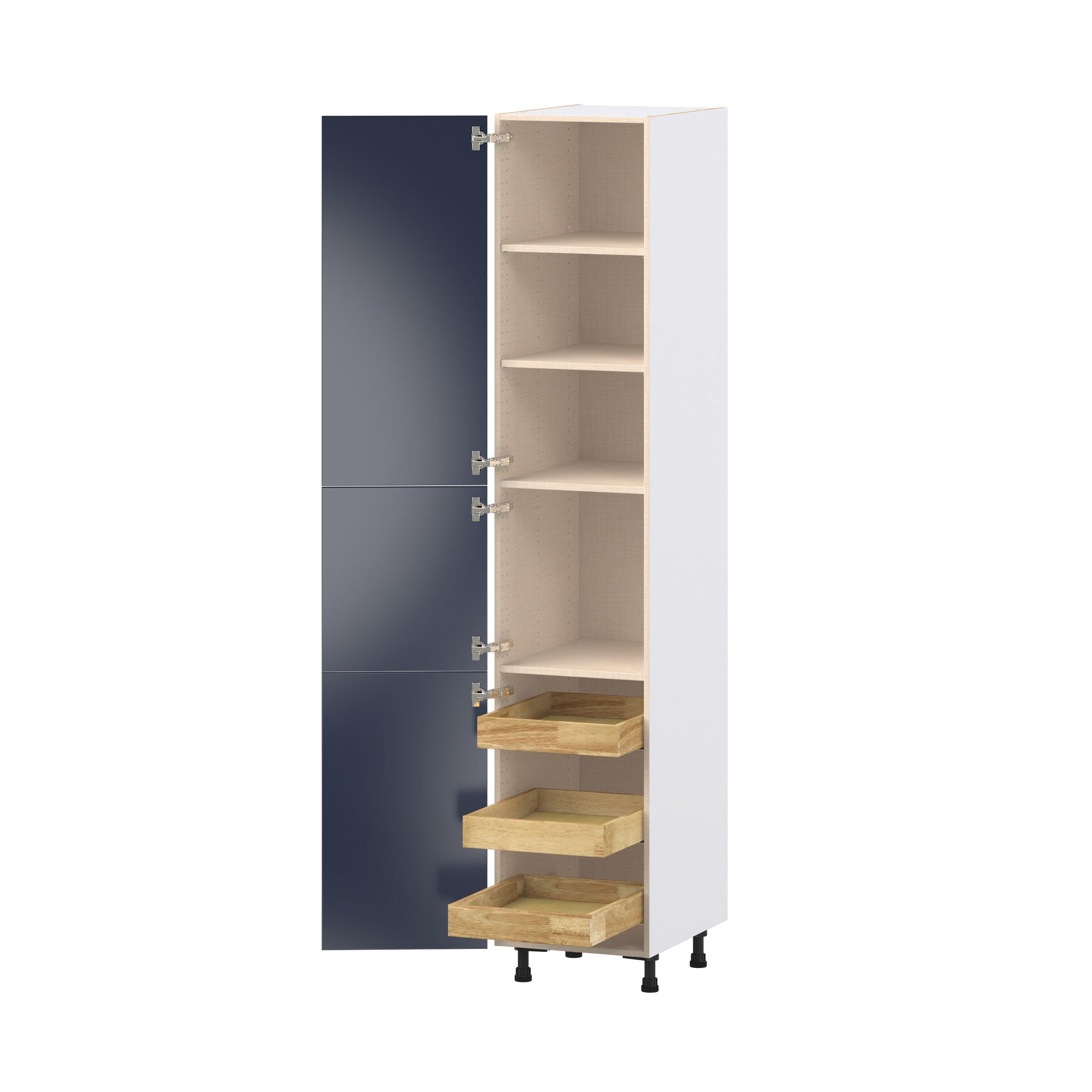 Peachtree 18 in. Painted Midnight Blue Pantry Cabinet with Inner Pull-Out Drawer