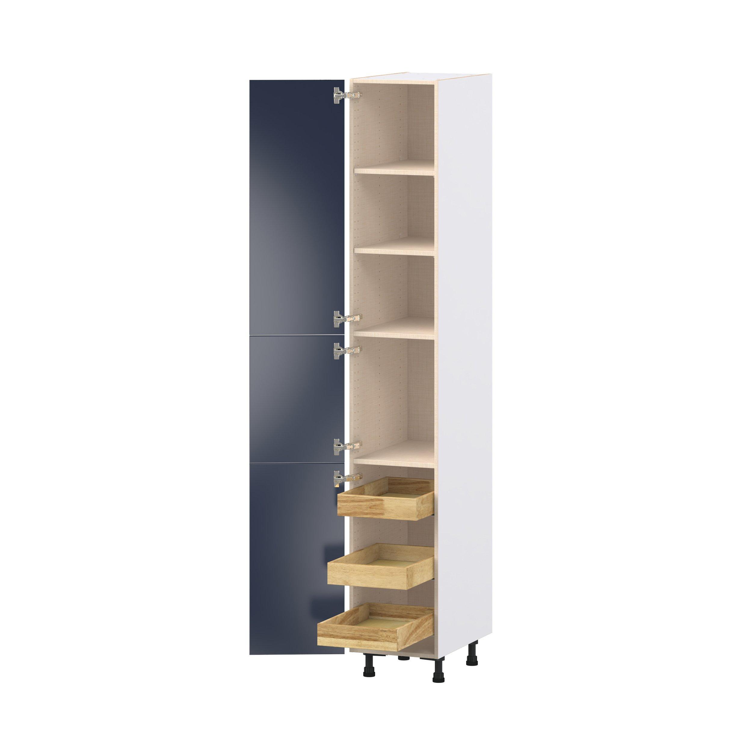 Peachtree 15 in. Painted Midnight Blue Pantry Cabinet with Inner Pull-Out Drawer